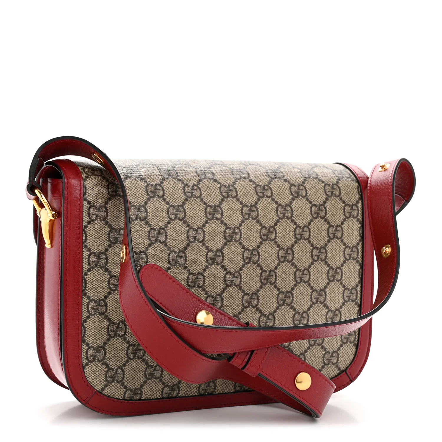 GG Supreme Monogram Azalea Calfskin Horsebit 1955 Shoulder Bag Beige Ebony New Cherry Red - Image 3