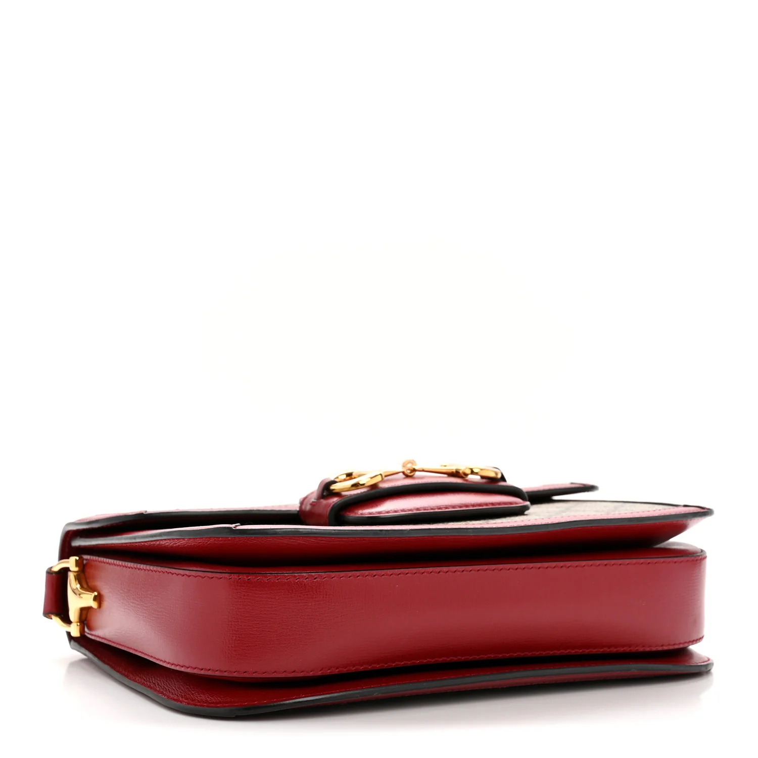 GG Supreme Monogram Azalea Calfskin Horsebit 1955 Shoulder Bag Beige Ebony New Cherry Red - Image 4