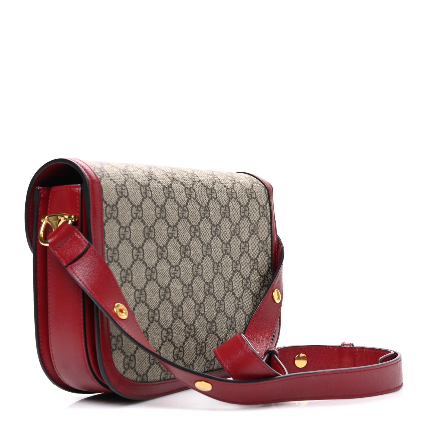GG Supreme Monogram Azalea Calfskin Horsebit 1955 Shoulder Bag Beige Ebony New Cherry Red - Image 3