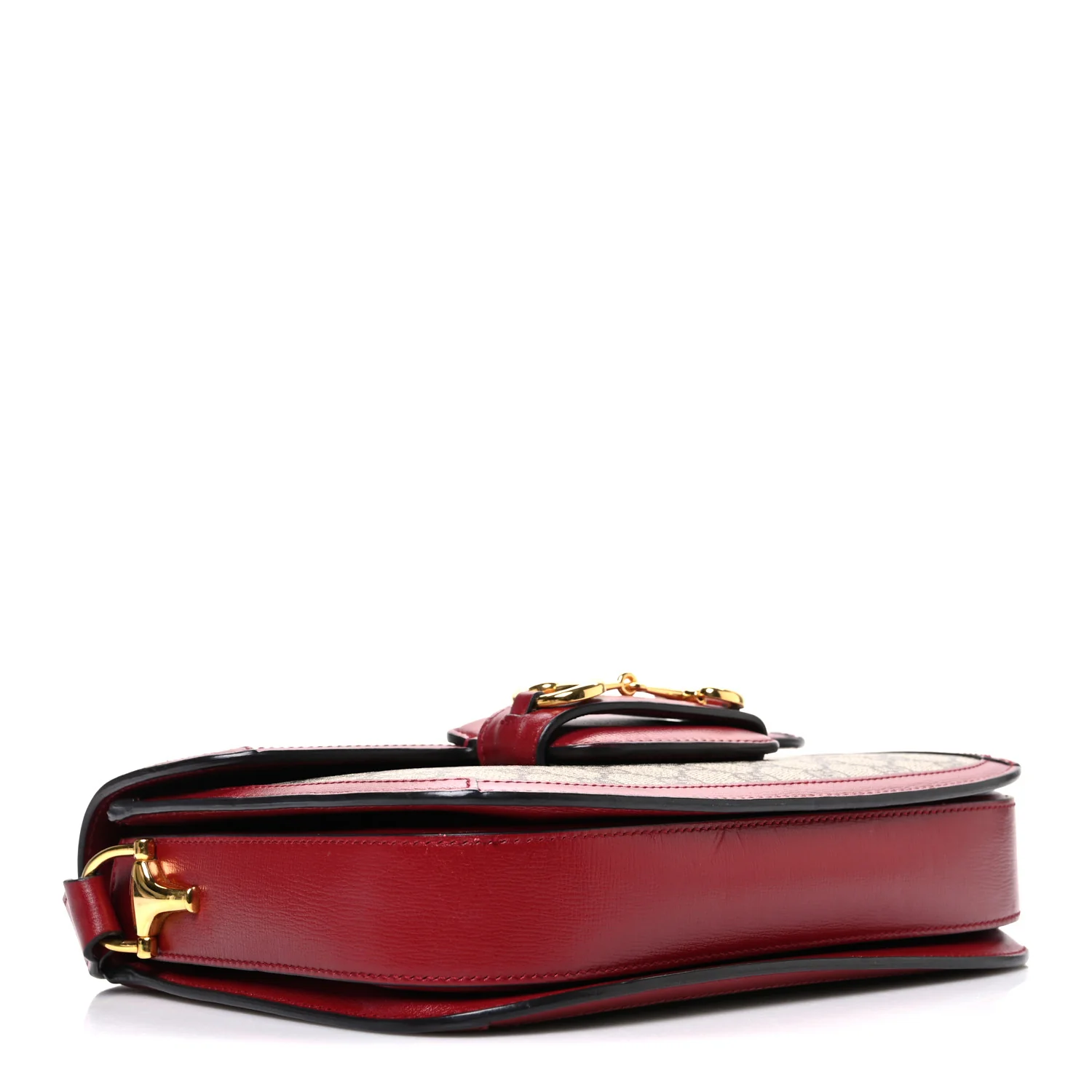 GG Supreme Monogram Azalea Calfskin Horsebit 1955 Shoulder Bag Beige Ebony New Cherry Red - Image 4