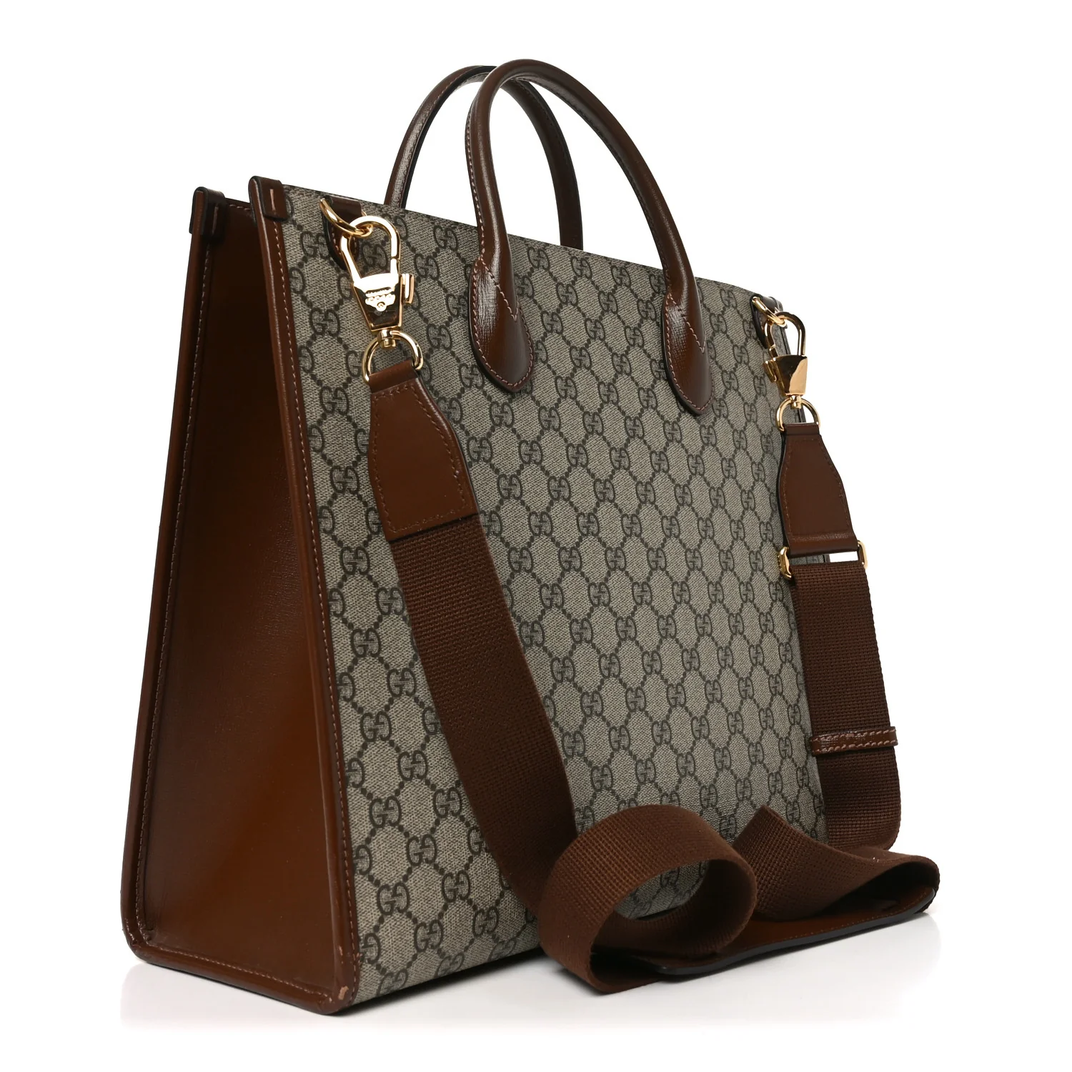 GG Supreme Monogram Azalea Calfskin Medium Retro Interlocking G Tote Bag Beige Ebony Brown Sugar - Image 3