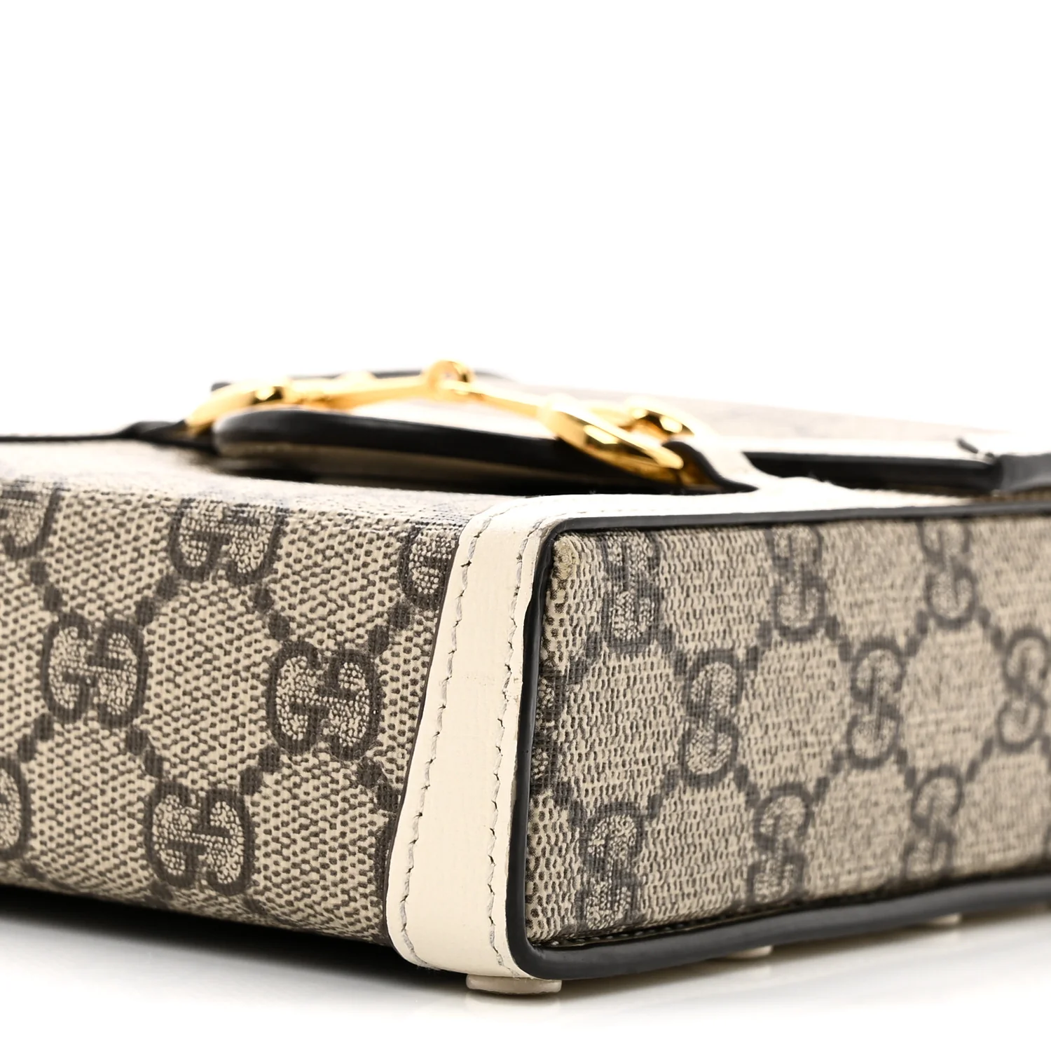GG Supreme Monogram Azalea Calfskin Mini Horsebit 1955 Crossbody Bag Beige Ebony Mystic White - Image 10