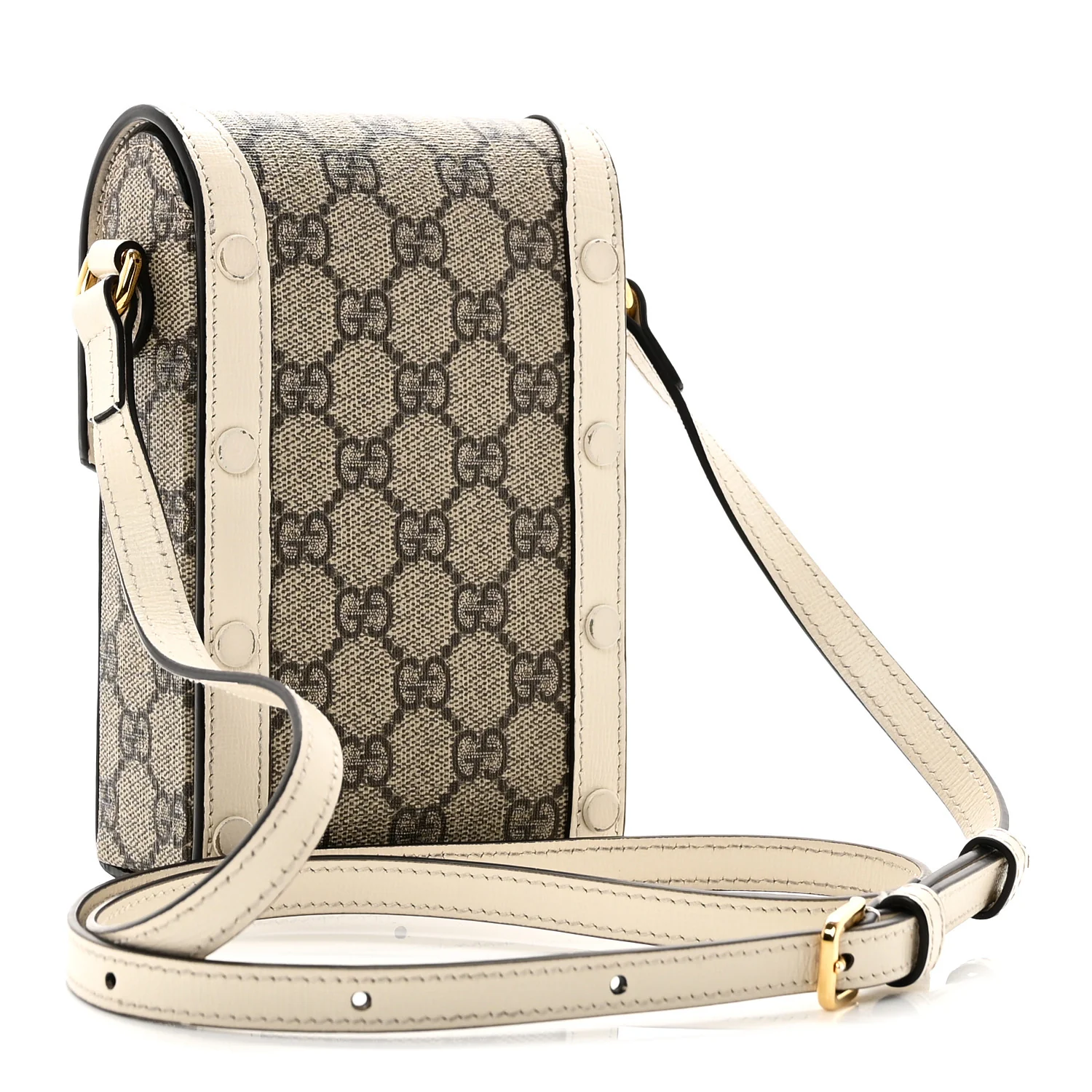GG Supreme Monogram Azalea Calfskin Mini Horsebit 1955 Crossbody Bag Beige Ebony Mystic White - Image 3
