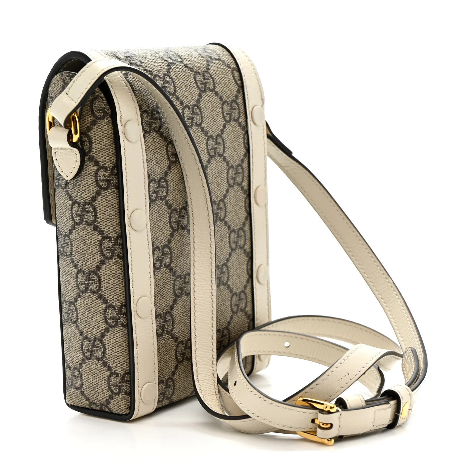 GG Supreme Monogram Azalea Calfskin Mini Horsebit 1955 Crossbody Bag Beige Ebony Mystic White - Image 3