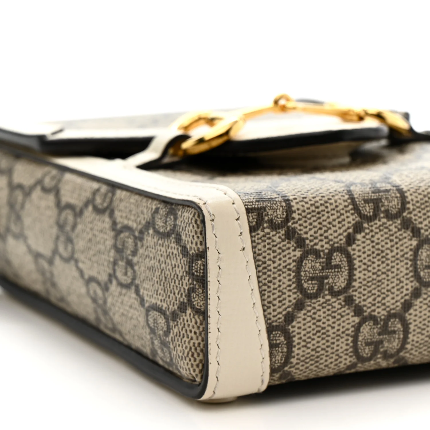 GG Supreme Monogram Azalea Calfskin Mini Horsebit 1955 Crossbody Bag Beige Ebony Mystic White - Image 9