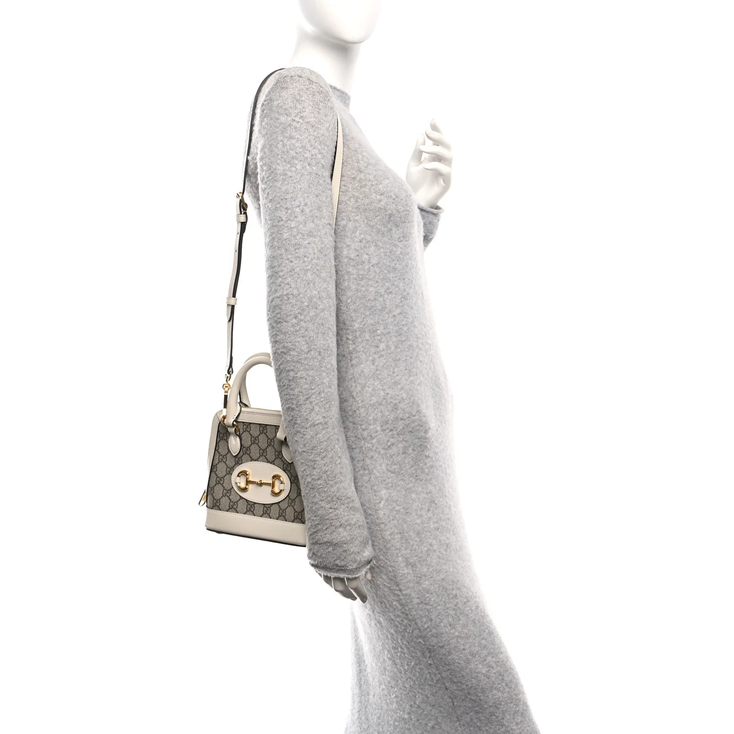 GG Supreme Monogram Azalea Calfskin Mini Horsebit 1955 Top Handle Bag Beige Ebony Mystic White - Image 2