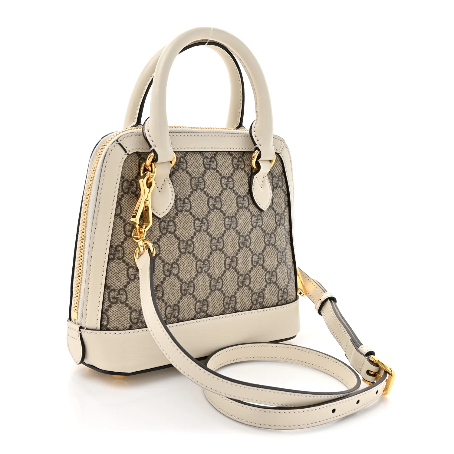 GG Supreme Monogram Azalea Calfskin Mini Horsebit 1955 Top Handle Bag Beige Ebony Mystic White - Image 3