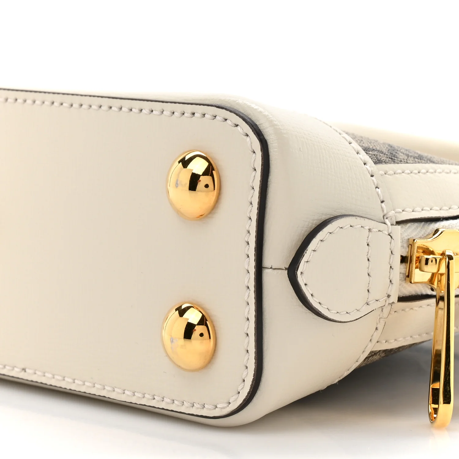 GG Supreme Monogram Azalea Calfskin Mini Horsebit 1955 Top Handle Bag Beige Ebony Mystic White - Image 9