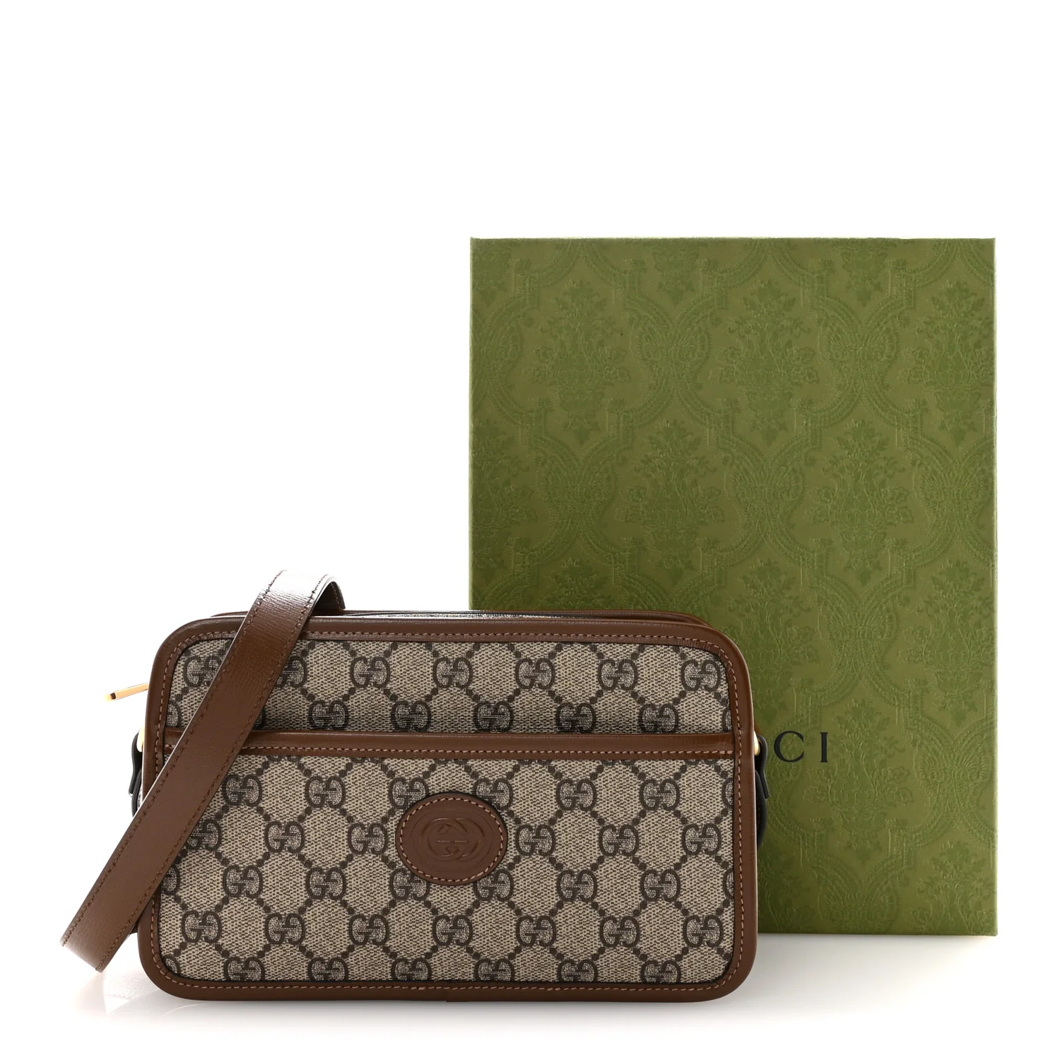 GG Supreme Monogram Azalea Calfskin Mini Retro Interlocking G Shoulder Bag Beige Ebony Brown Sugar - Image 11