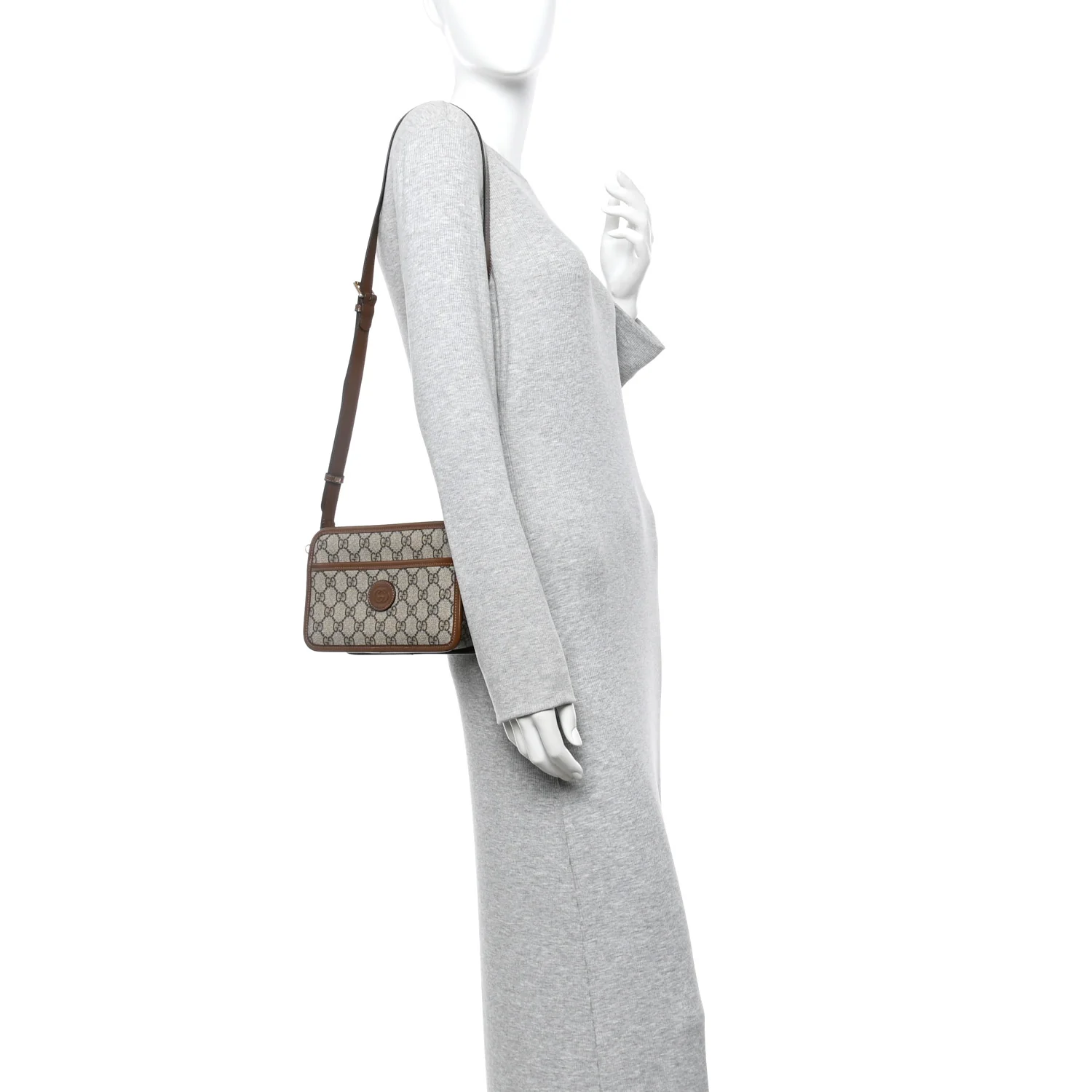 GG Supreme Monogram Azalea Calfskin Mini Retro Interlocking G Shoulder Bag Beige Ebony Brown Sugar - Image 2