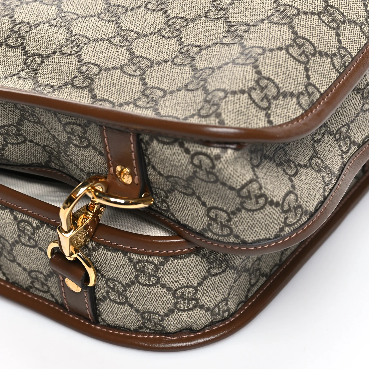 GG Supreme Monogram Azalea Calfskin Retro Interlocking G Garment Bag Beige Ebony Brown Sugar - Image 8