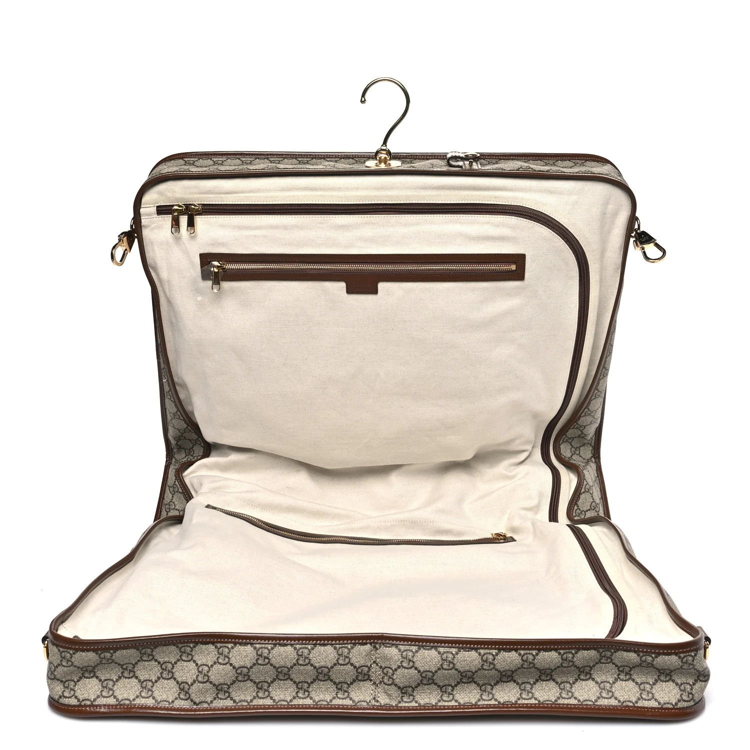 GG Supreme Monogram Azalea Calfskin Retro Interlocking G Garment Bag Beige Ebony Brown Sugar - Image 4