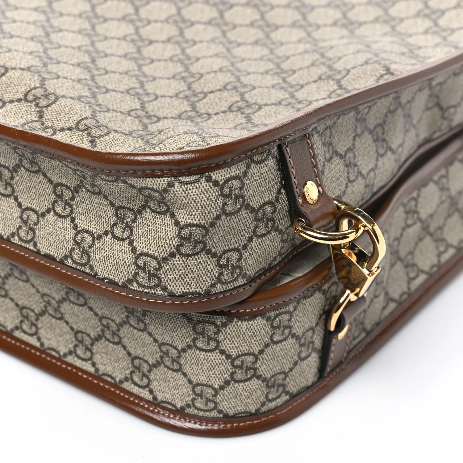 GG Supreme Monogram Azalea Calfskin Retro Interlocking G Garment Bag Beige Ebony Brown Sugar - Image 9