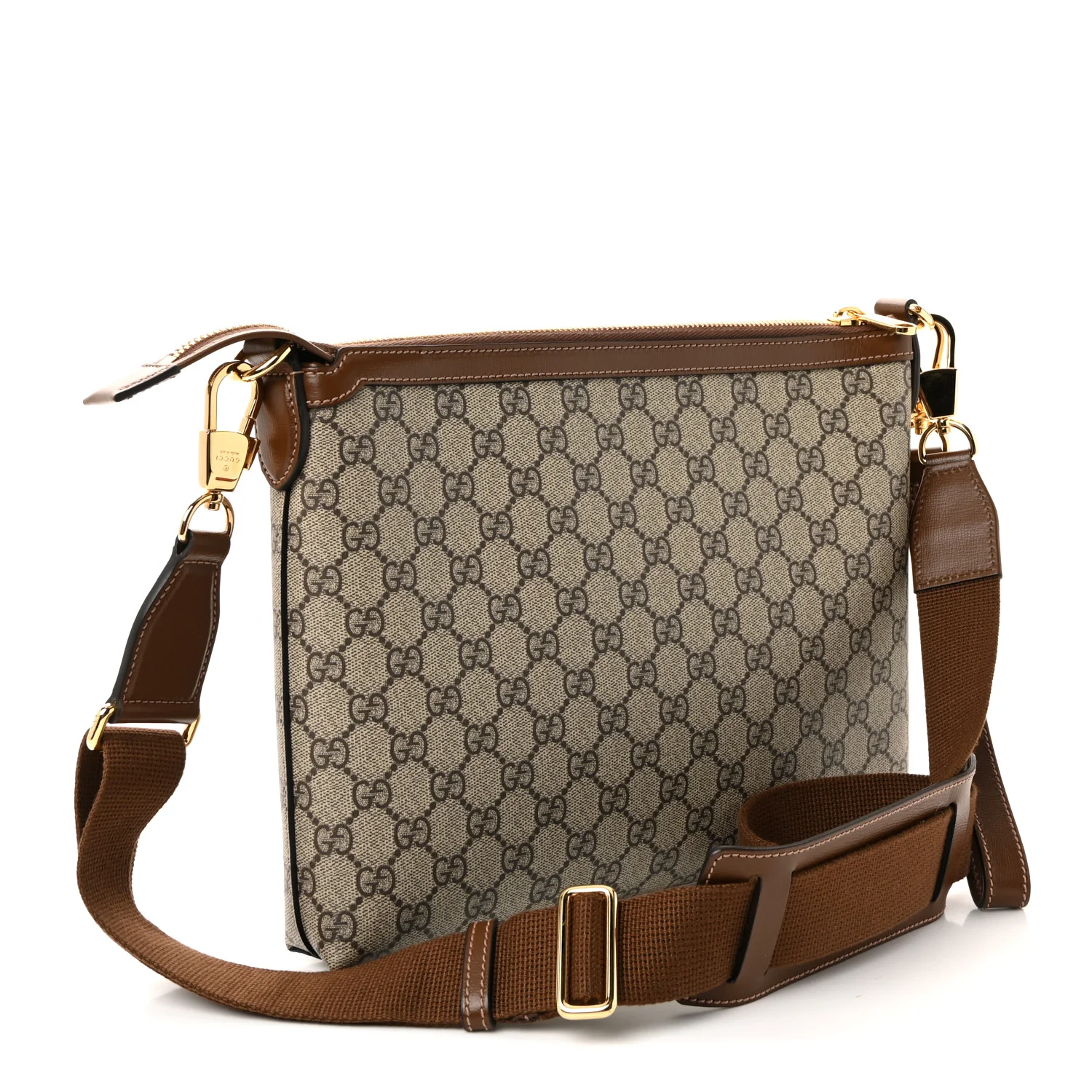 GG Supreme Monogram Azalea Calfskin Retro Interlocking G Wristlet Messenger Bag Beige Ebony Brown Sugar - Image 3