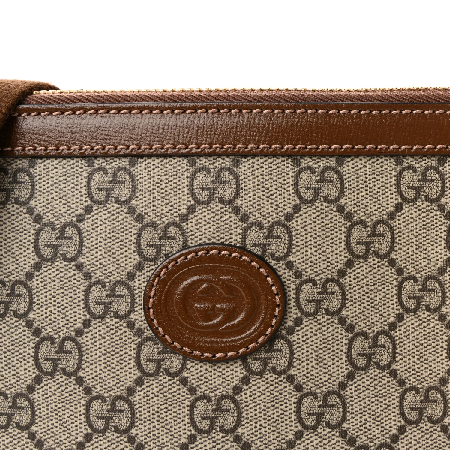 GG Supreme Monogram Azalea Calfskin Retro Interlocking G Wristlet Messenger Bag Beige Ebony Brown Sugar - Image 7