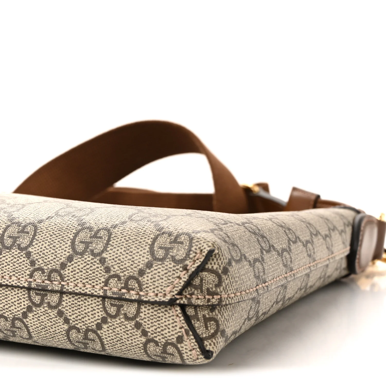 GG Supreme Monogram Azalea Calfskin Retro Interlocking G Wristlet Messenger Bag Beige Ebony Brown Sugar - Image 9