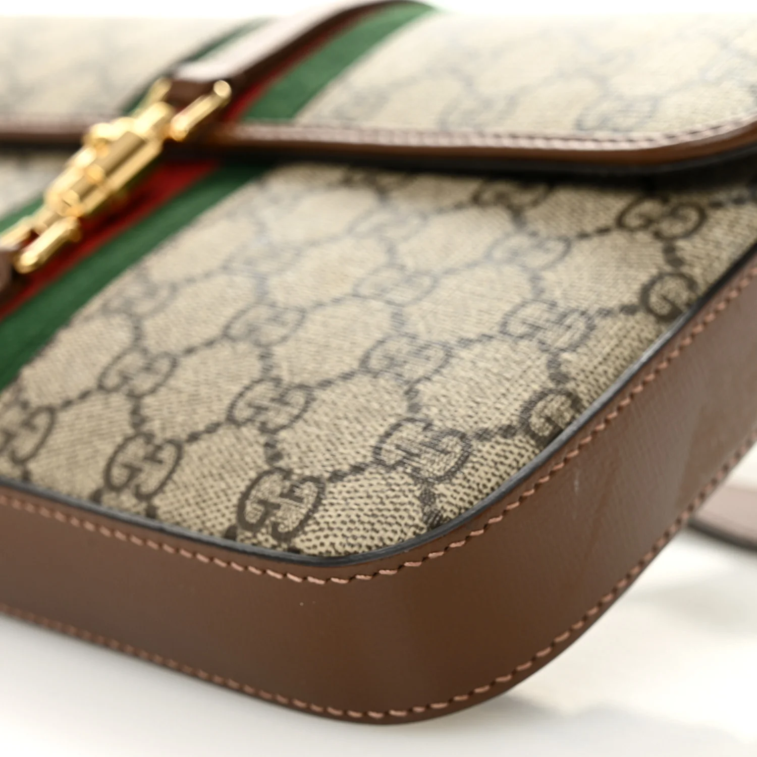 GG Supreme Monogram Azalea Calfskin Web Jackie 1961 Belt Bag 100 40 Beige Ebony Brown Sugar - Image 10