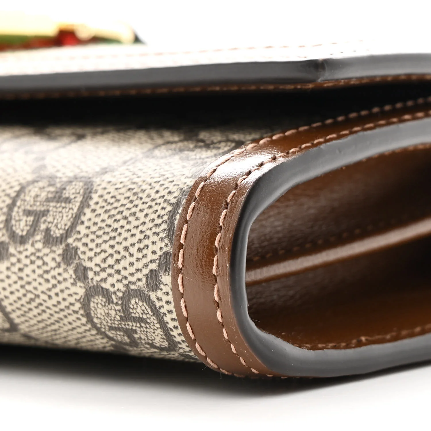 GG Supreme Monogram Azalea Calfskin Web Jackie 1961 Chain Wallet Beige Ebony Brown Sugar - Image 11