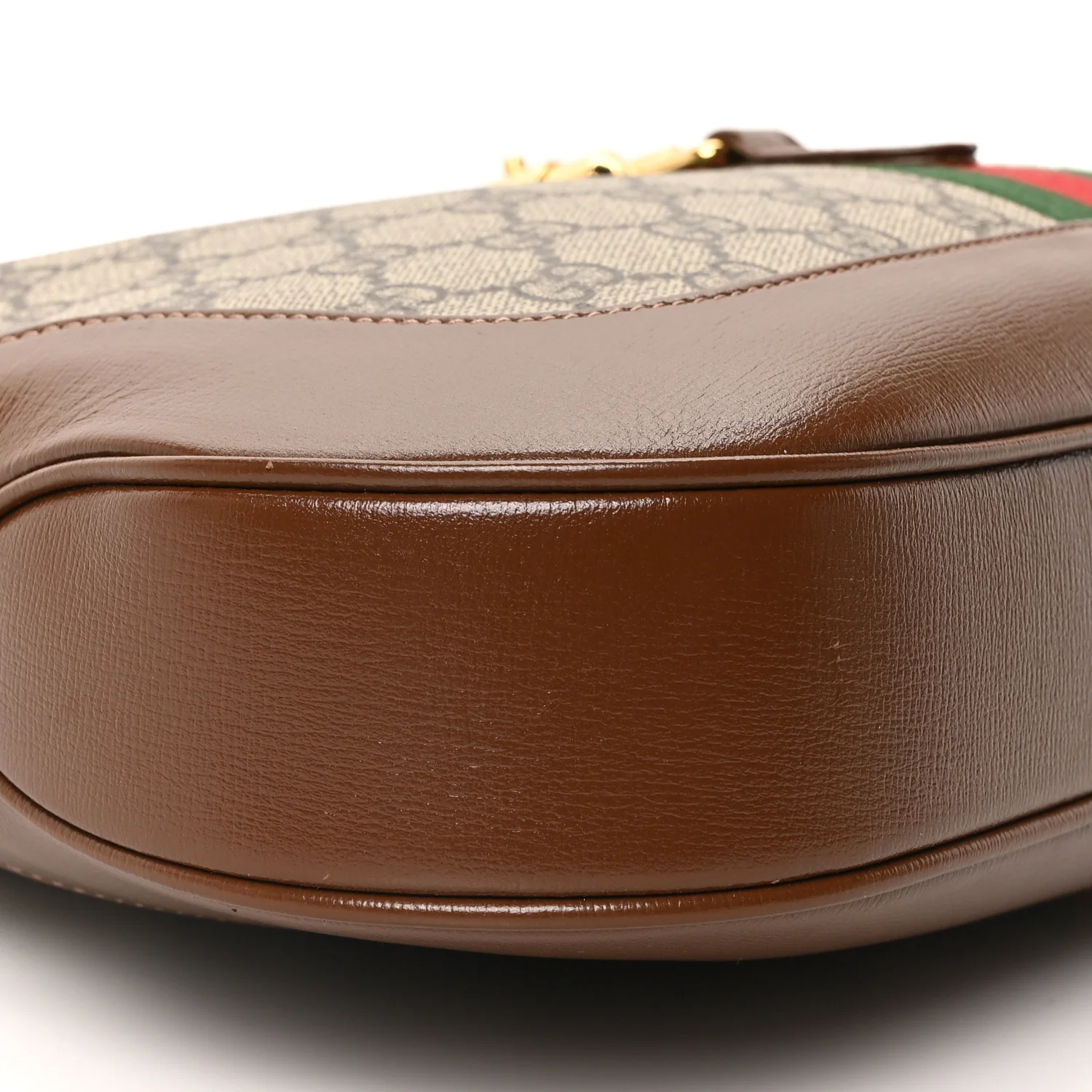 GG Supreme Monogram Azalea Calfskin Web Medium Jackie 1961 Hobo Beige Ebony Brown Sugar - Image 9