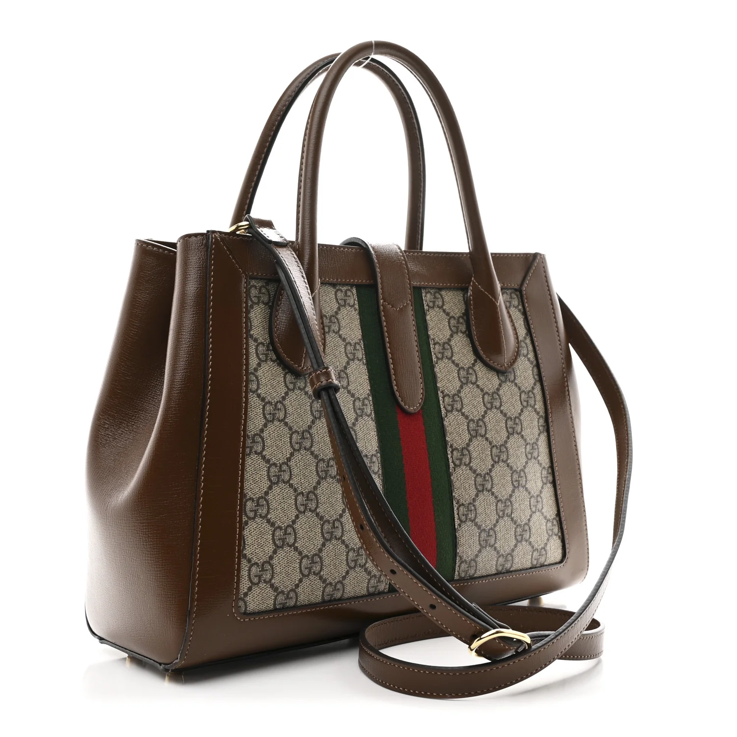 GG Supreme Monogram Azalea Calfskin Web Medium Jackie 1961 Tote Beige Ebony Brown Sugar - Image 3