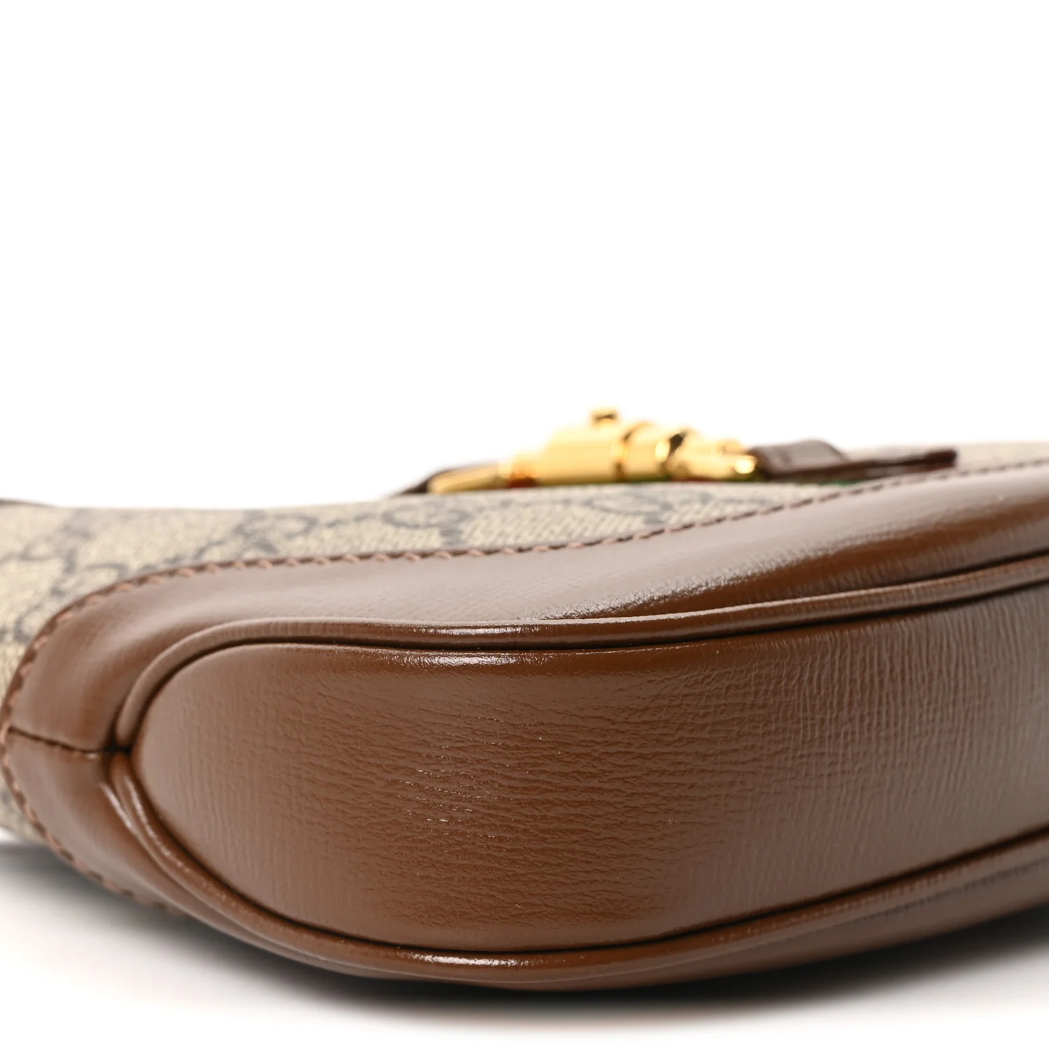 GG Supreme Monogram Azalea Calfskin Web Mini Jackie 1961 Hobo Beige Ebony Brown Sugar - Image 9