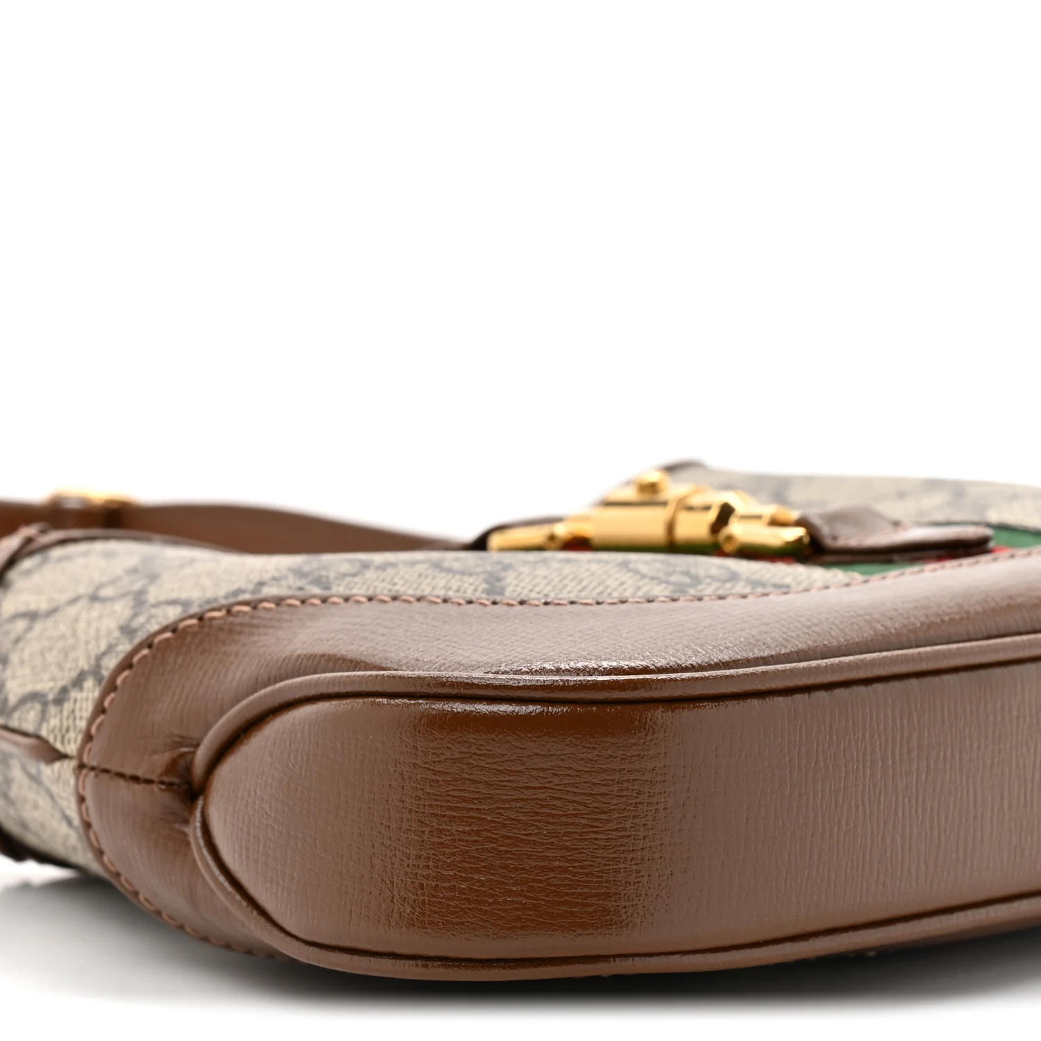 GG Supreme Monogram Azalea Calfskin Web Mini Jackie 1961 Hobo Beige Ebony Brown Sugar - Image 10