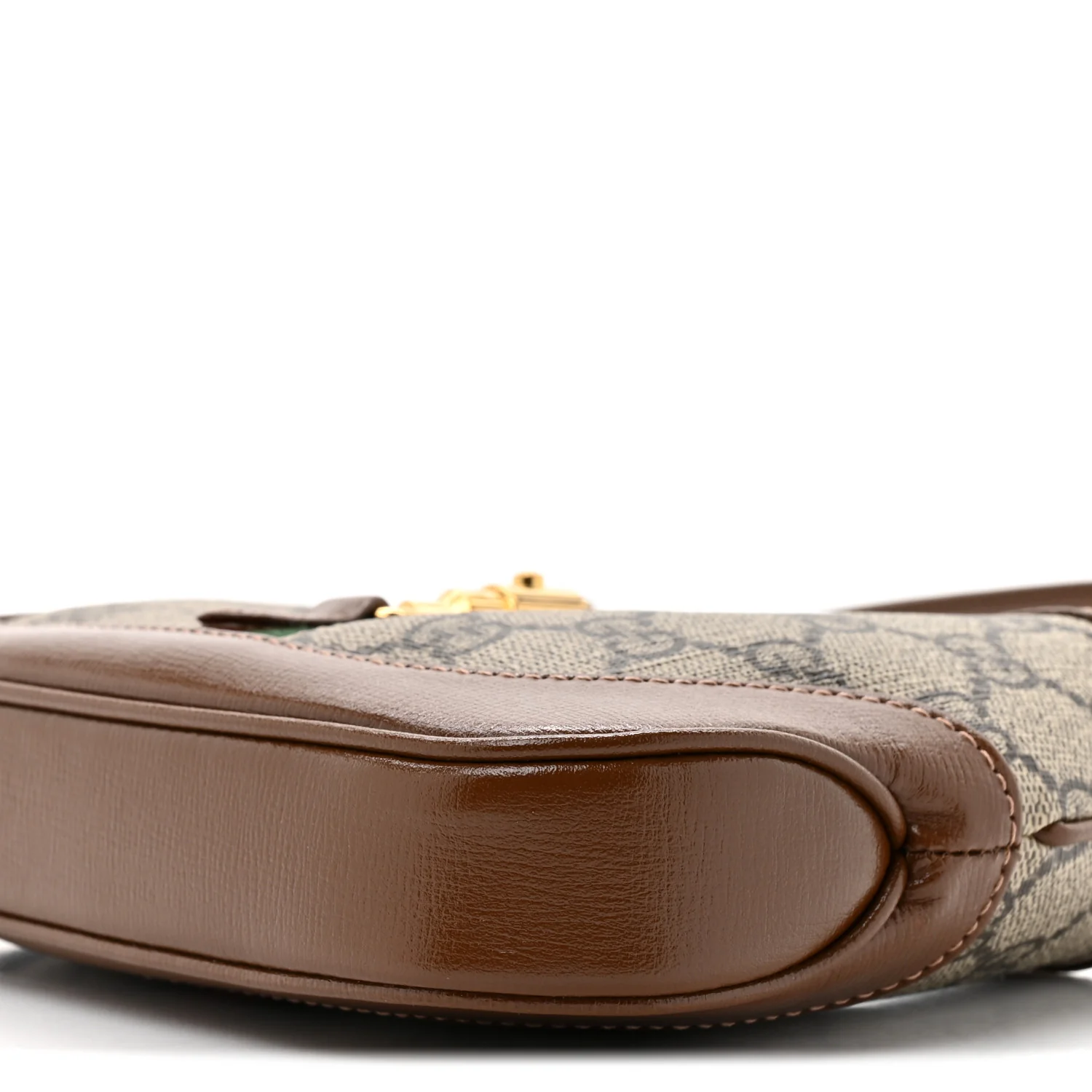 GG Supreme Monogram Azalea Calfskin Web Mini Jackie 1961 Hobo Beige Ebony Brown Sugar - Image 9