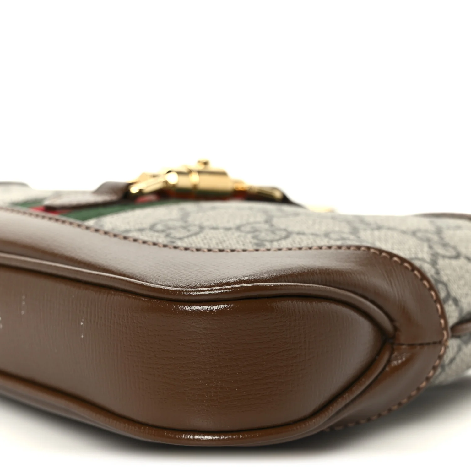 GG Supreme Monogram Azalea Calfskin Web Mini Jackie 1961 Hobo Beige Ebony Brown Sugar - Image 10