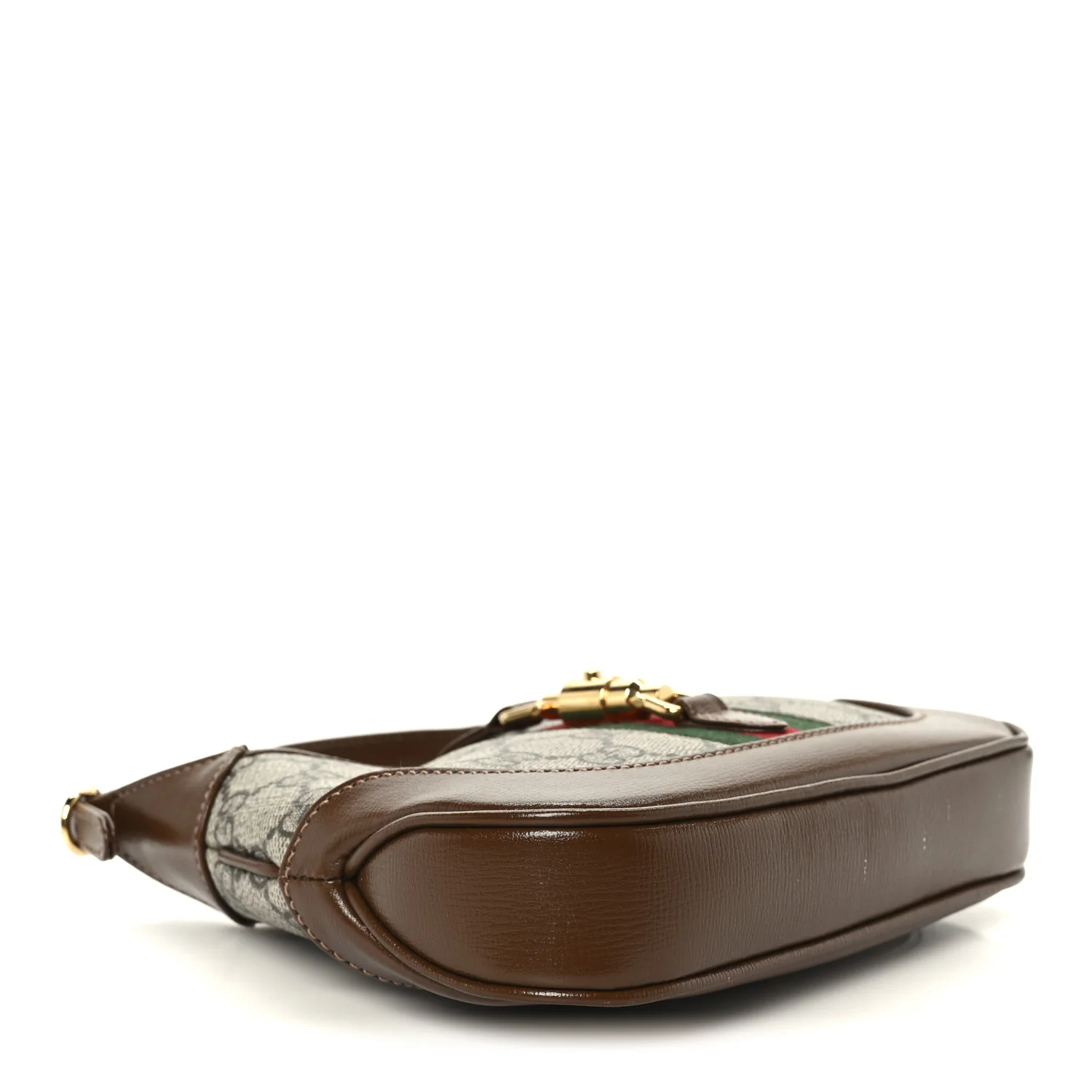 GG Supreme Monogram Azalea Calfskin Web Mini Jackie 1961 Hobo Beige Ebony Brown Sugar - Image 4