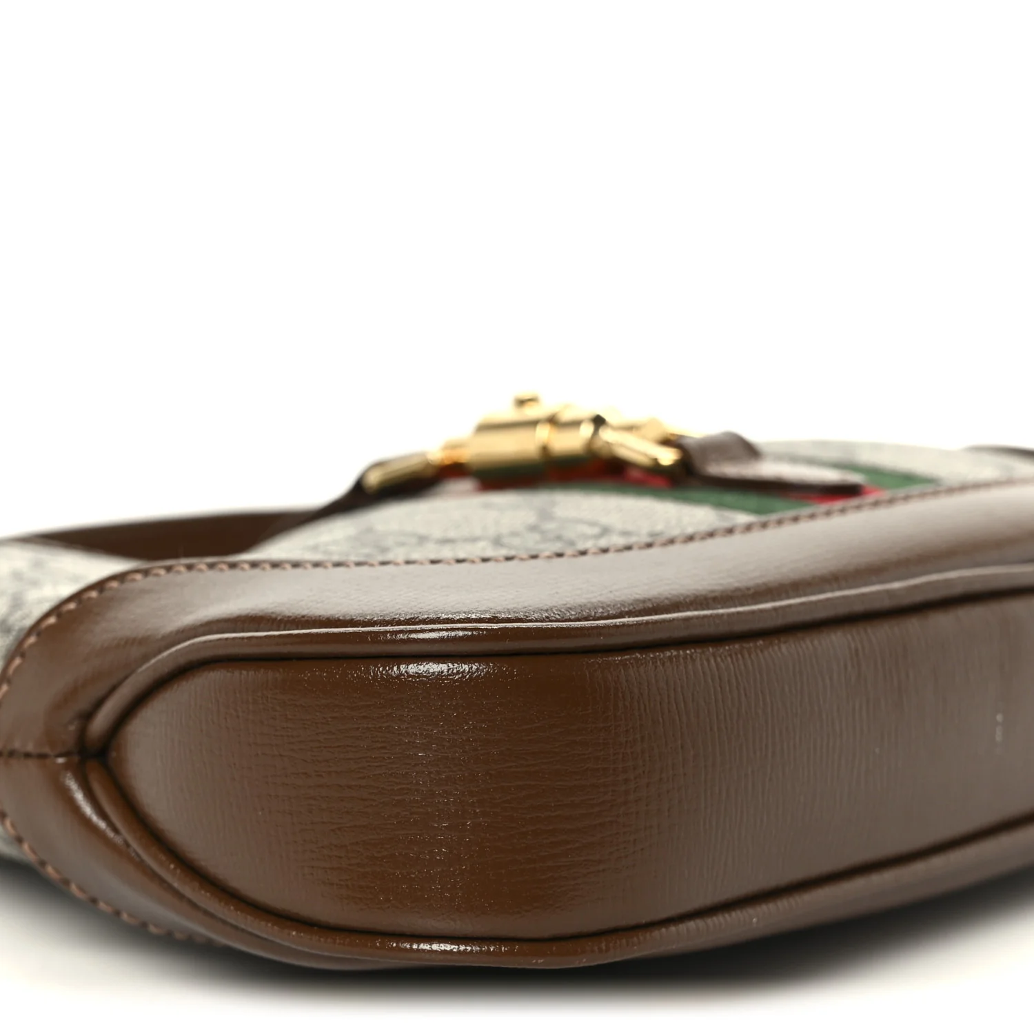 GG Supreme Monogram Azalea Calfskin Web Mini Jackie 1961 Hobo Beige Ebony Brown Sugar - Image 9