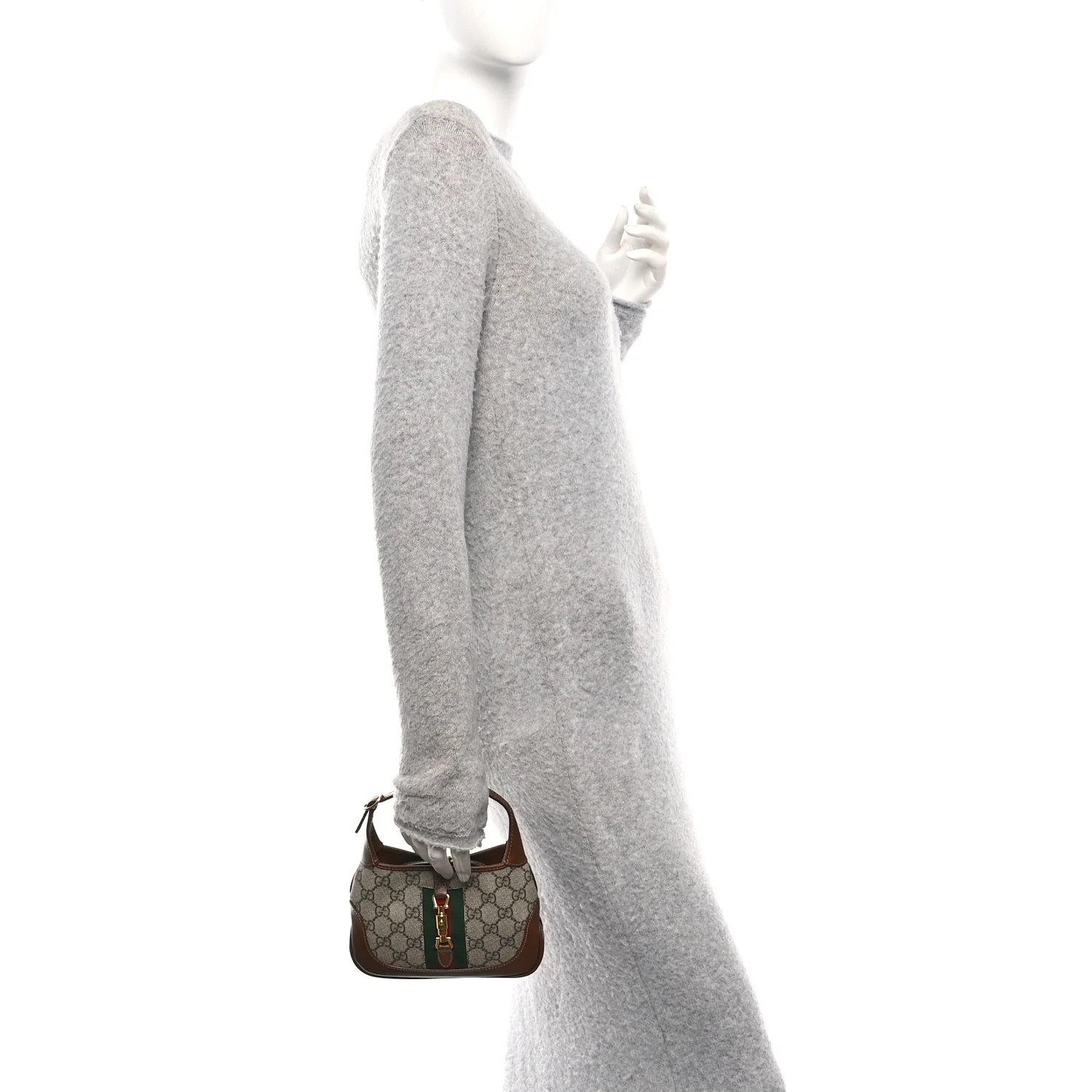 GG Supreme Monogram Azalea Calfskin Web Mini Jackie 1961 Hobo Beige Ebony Brown Sugar - Image 2