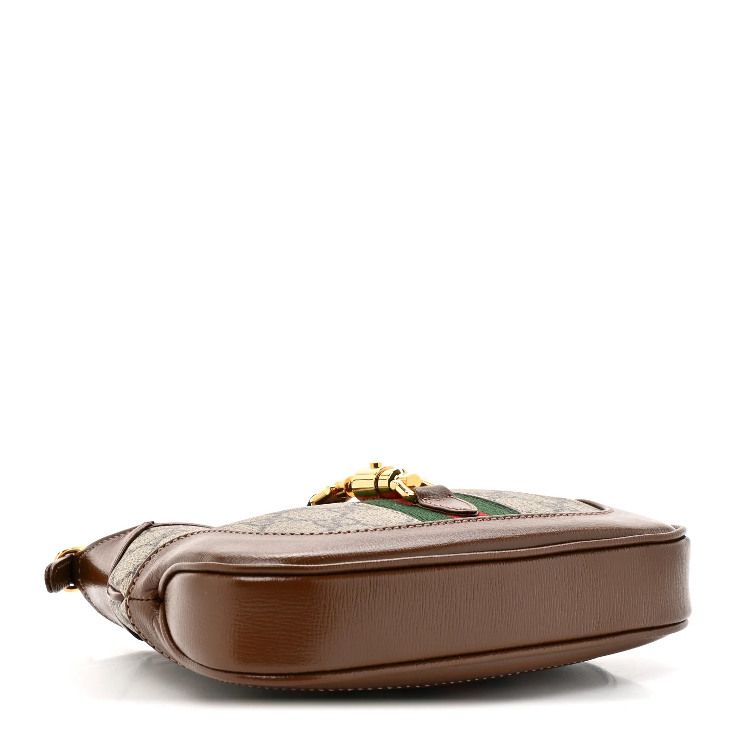 GG Supreme Monogram Azalea Calfskin Web Mini Jackie 1961 Hobo Beige Ebony Brown Sugar - Image 4