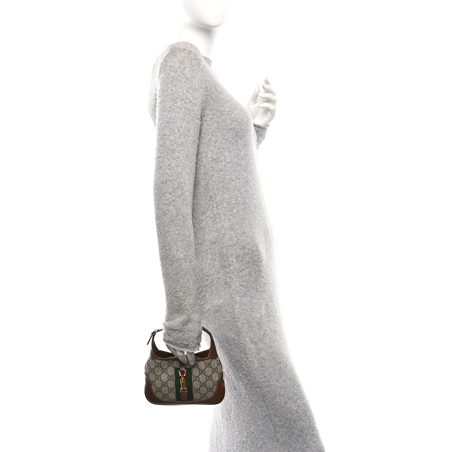 GG Supreme Monogram Azalea Calfskin Web Mini Jackie 1961 Hobo Beige Ebony Brown Sugar - Image 2