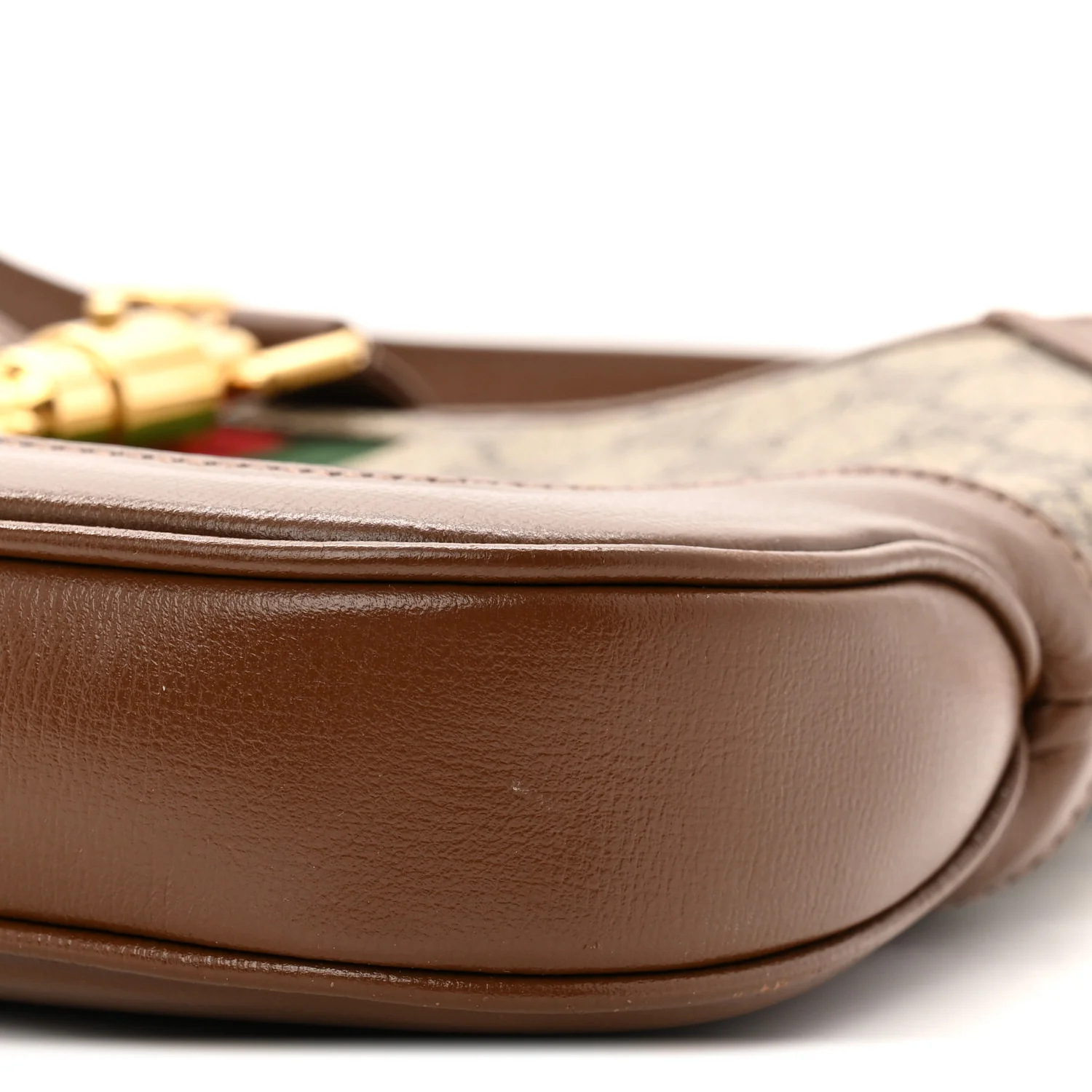 GG Supreme Monogram Azalea Calfskin Web Small Jackie 1961 Hobo Beige Ebony Brown Sugar - Image 10