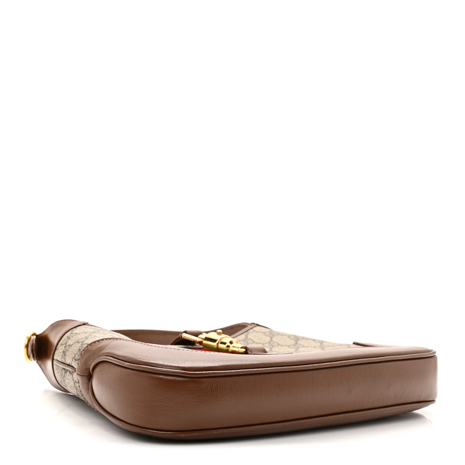 GG Supreme Monogram Azalea Calfskin Web Small Jackie 1961 Hobo Beige Ebony Brown Sugar - Image 4