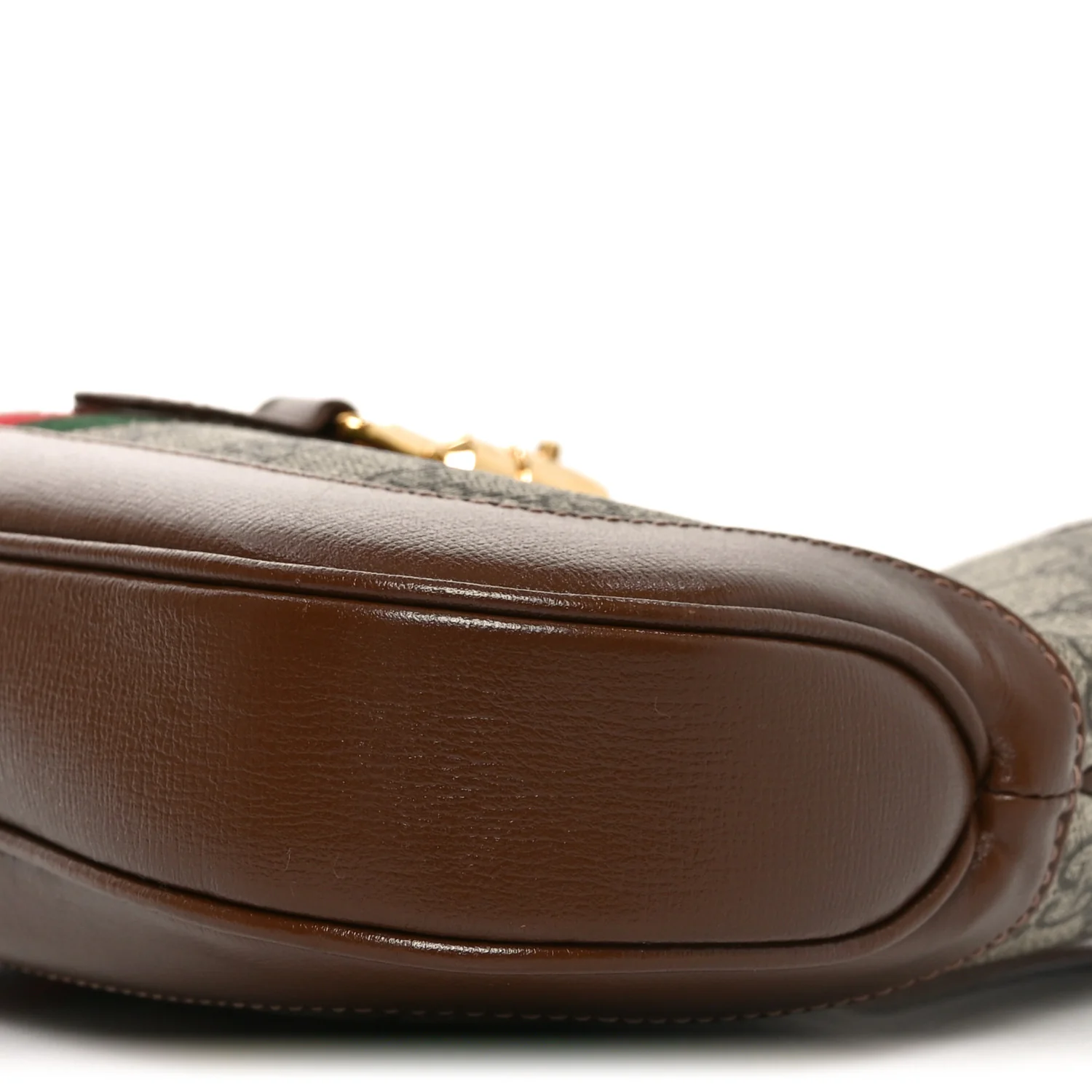 GG Supreme Monogram Azalea Calfskin Web Small Jackie 1961 Hobo Beige Ebony Brown Sugar - Image 10