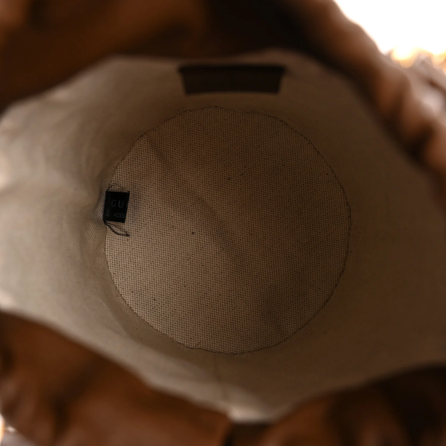 GG Supreme Monogram Azalea Sakai Calfskin Small Horsebit 1955 Drawstring Bucket Bag Beige Ebony Brown Sugar - Image 5