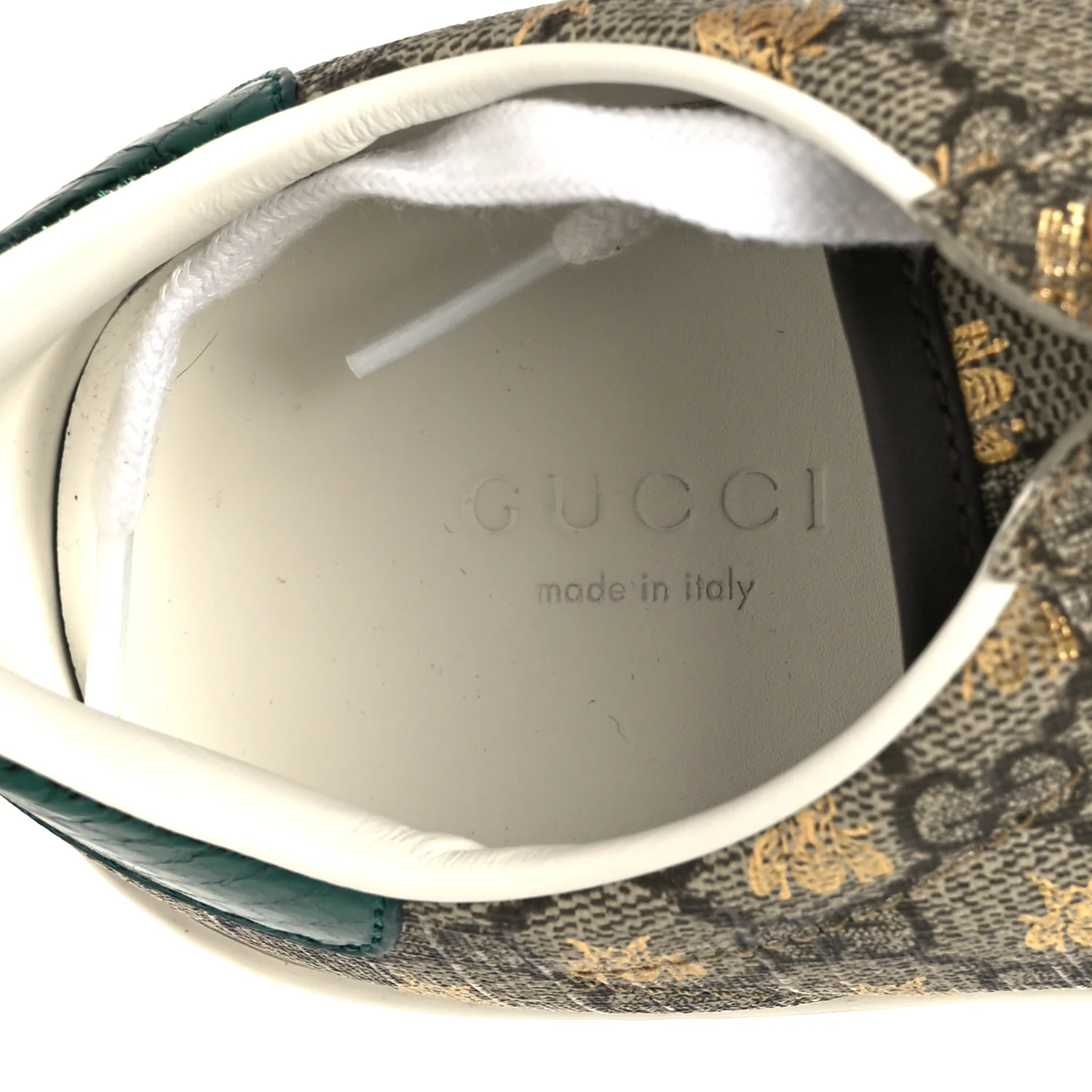 GG Supreme Monogram Bees Ayers Web Womens Ace Sneakers 37 Beige Oro Green Red - Image 7