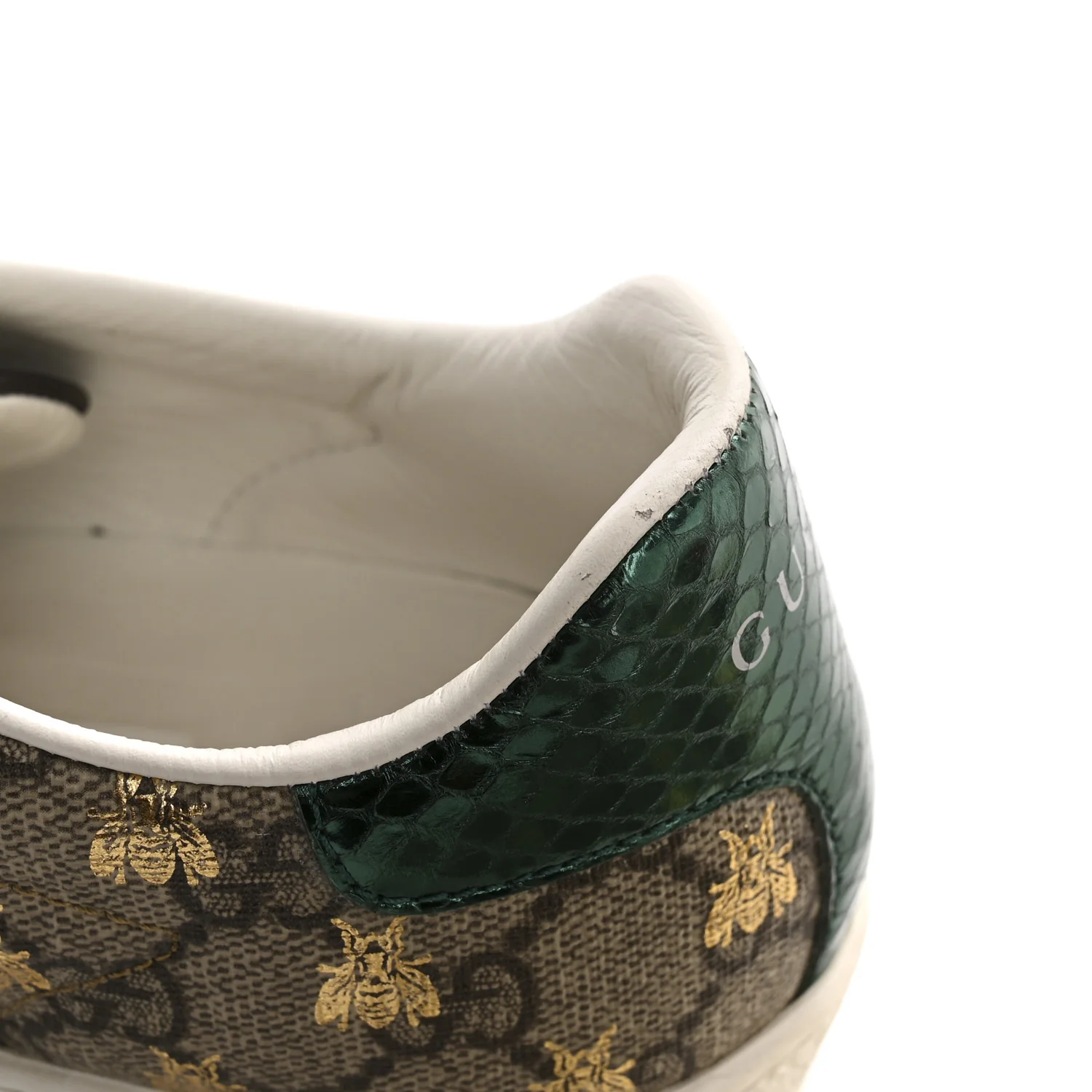 GG Supreme Monogram Bees Ayers Web Womens Ace Sneakers 37.5 Beige Oro Green Red - Image 11