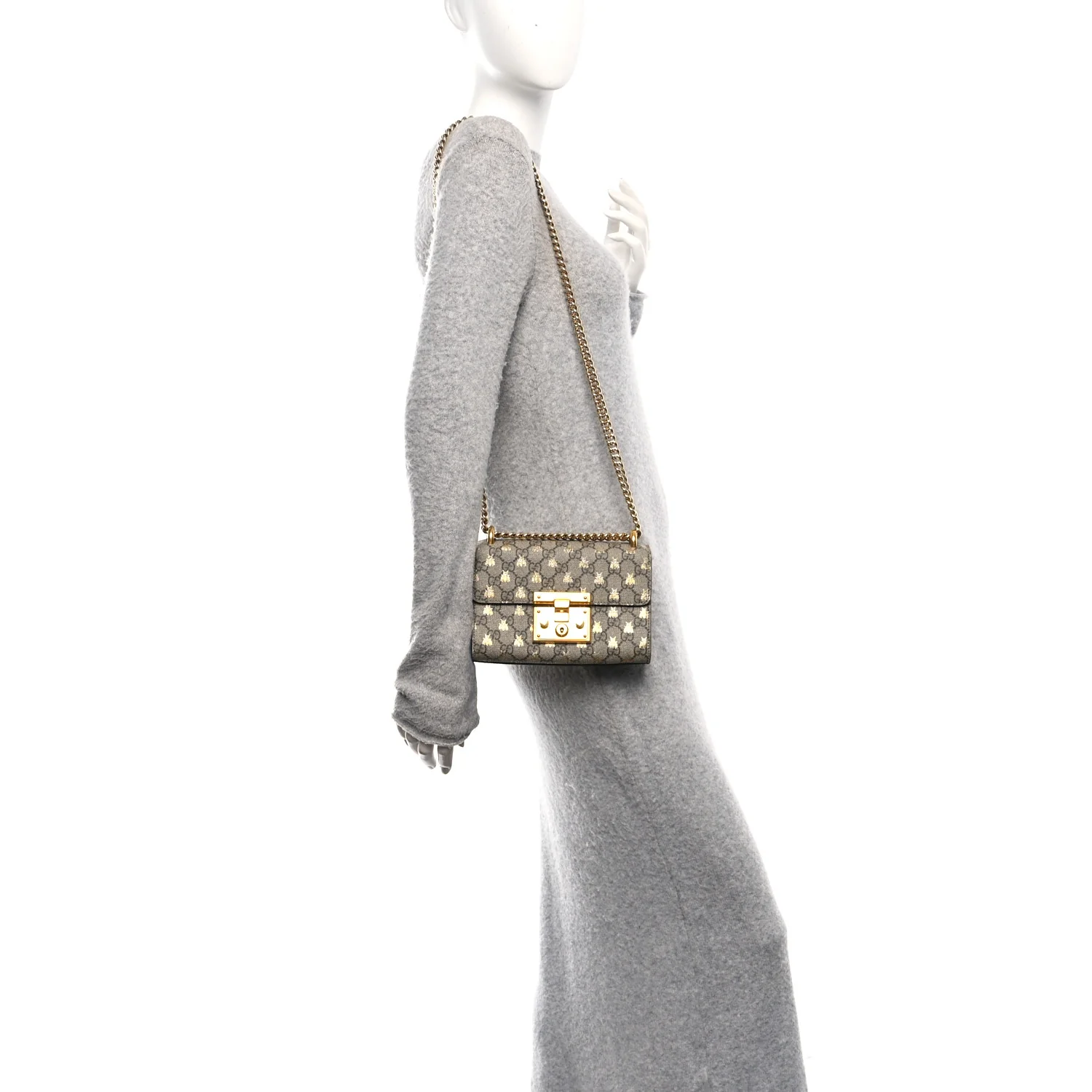 GG Supreme Monogram Bees Small Padlock Shoulder Bag Black - Image 2