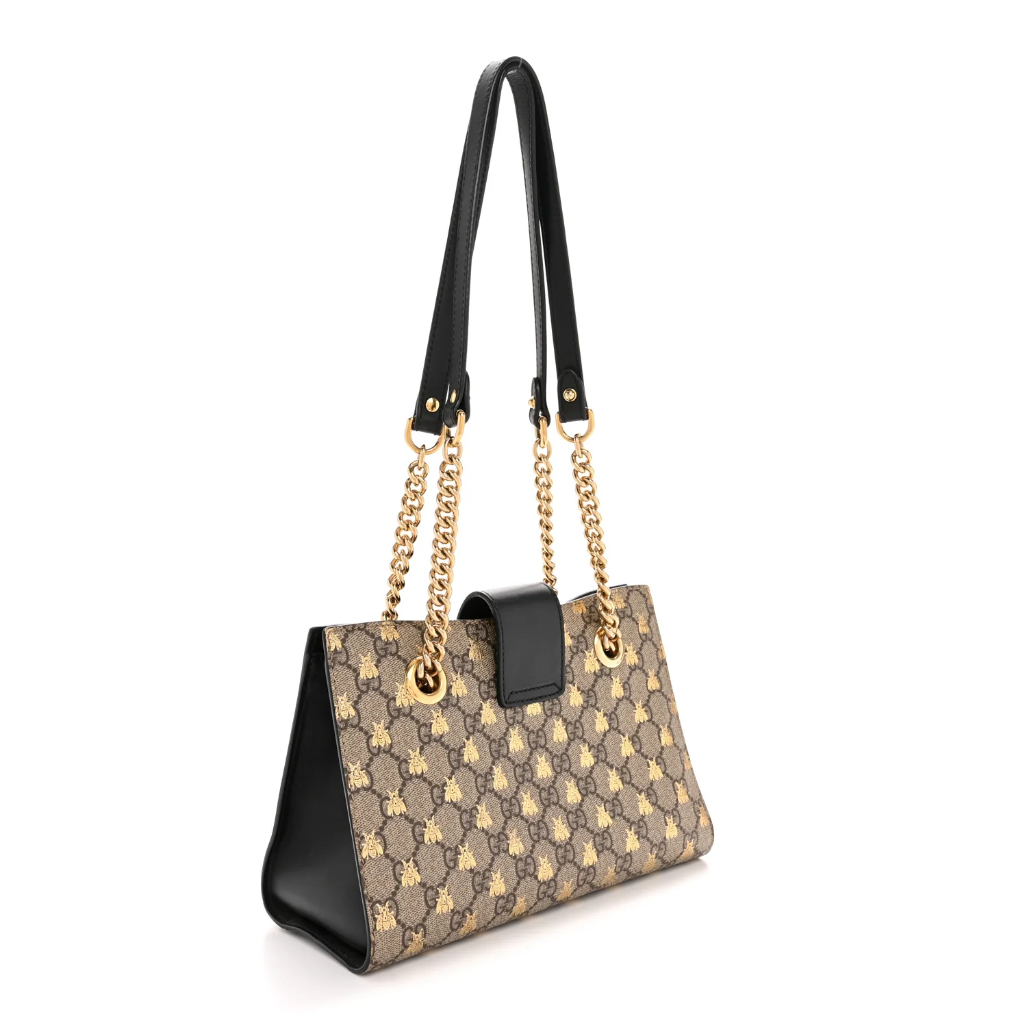 GG Supreme Monogram Bees Small Padlock Tote Beige Oro Black - Image 3