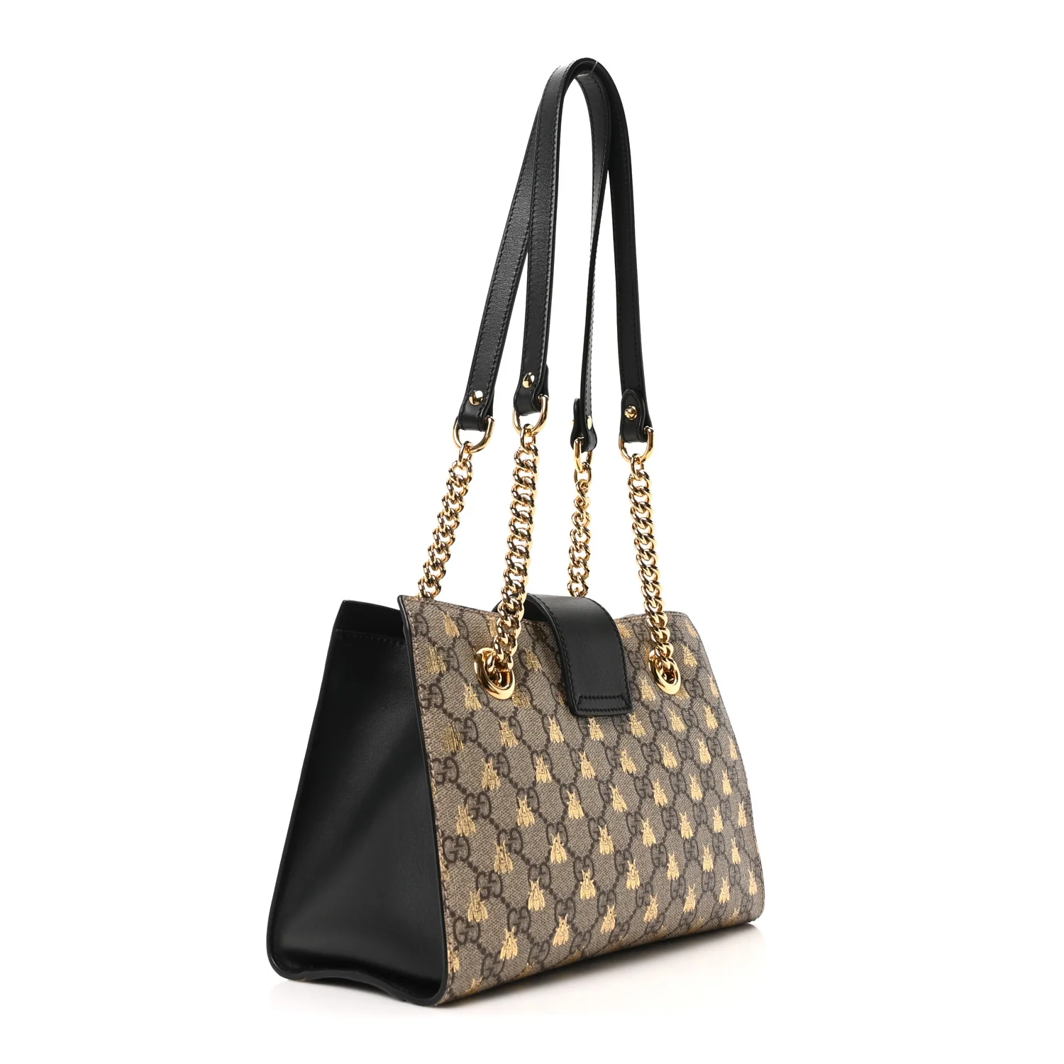 GG Supreme Monogram Bees Small Padlock Tote Beige Oro Black - Image 3