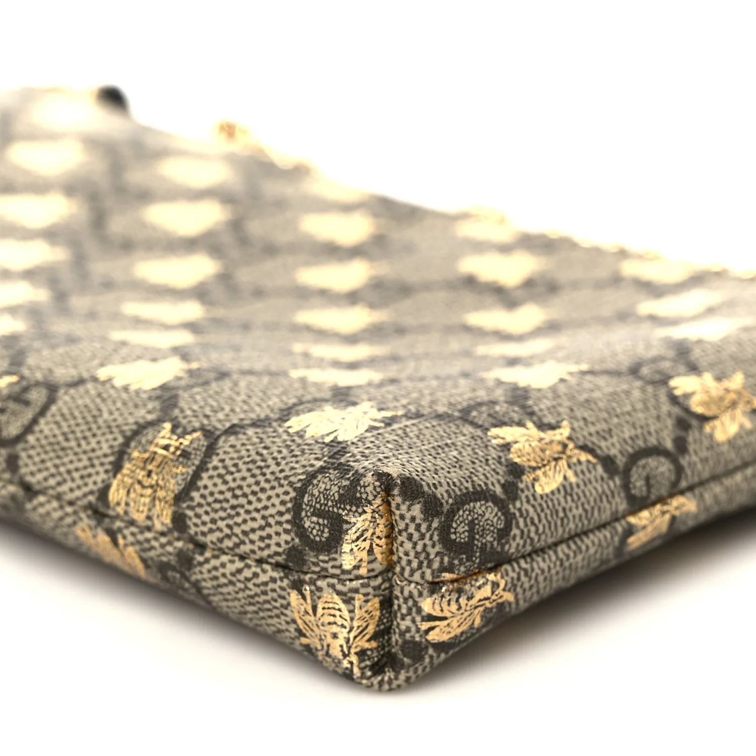 GG Supreme Monogram Bees Wrist Wallet Beige Black - Image 10