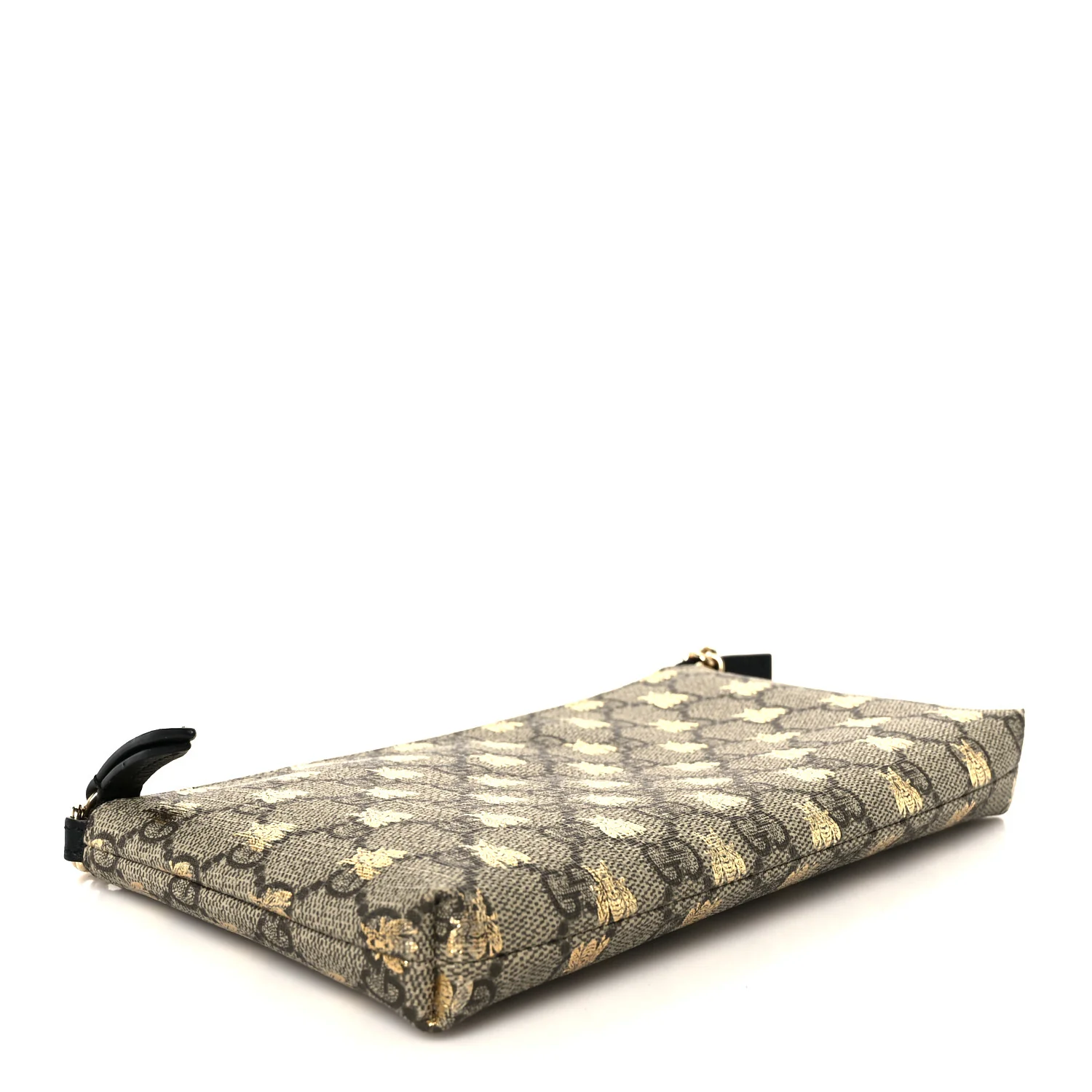GG Supreme Monogram Bees Wrist Wallet Beige Black - Image 4