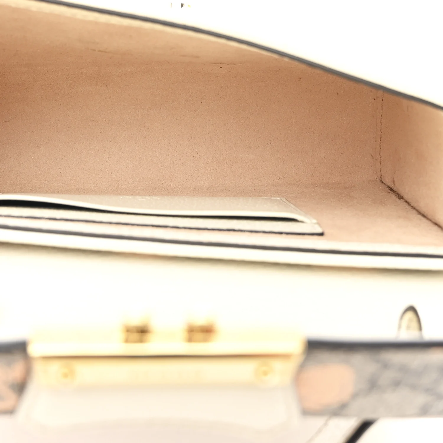 GG Supreme Monogram Berry Textured Dollar Calfskin Mini Padlock Top Handle Shoulder Bag Beige Ebony Light Copper Mystic White - Image 5
