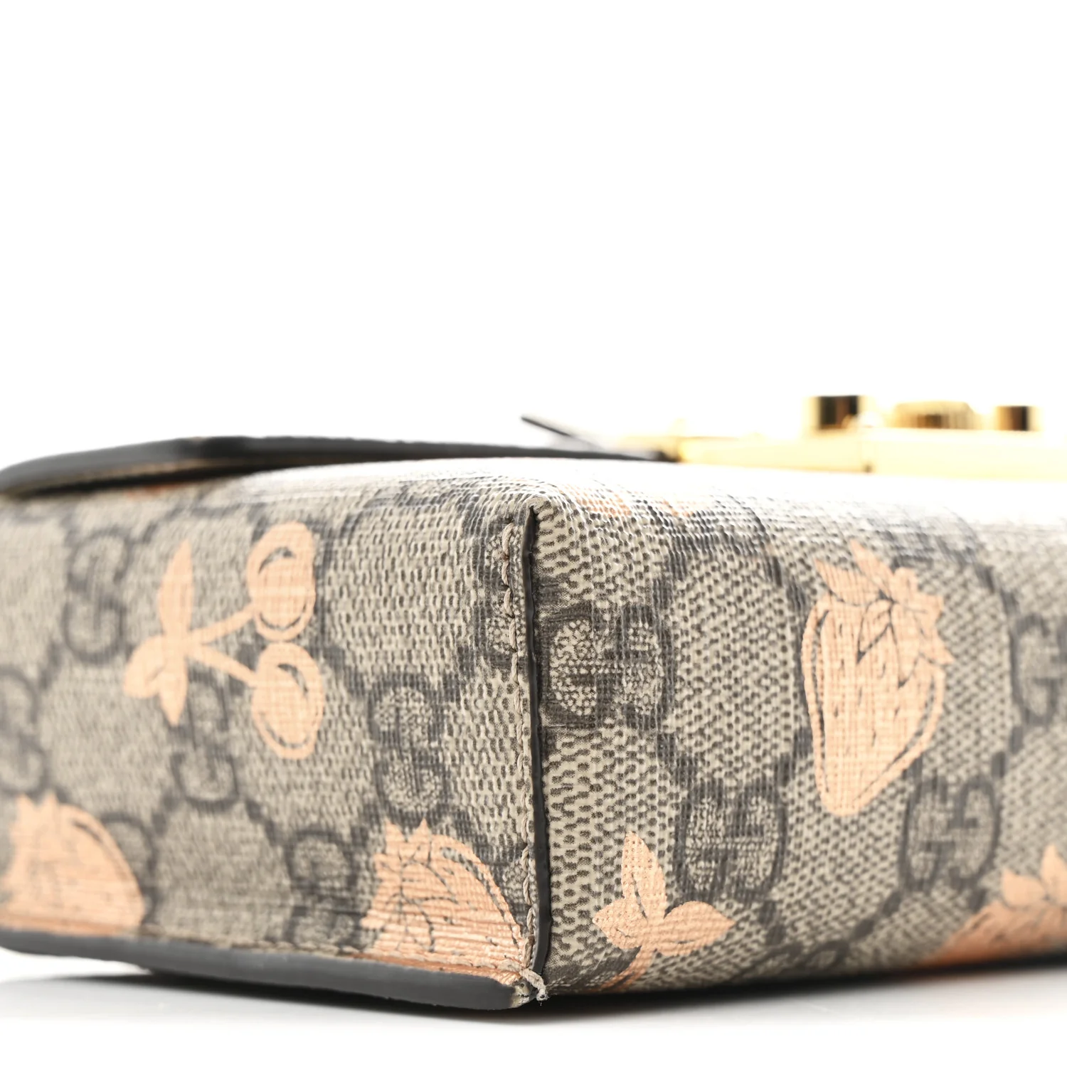 GG Supreme Monogram Berry Textured Dollar Calfskin Mini Padlock Top Handle Shoulder Bag Beige Ebony Light Copper Mystic White - Image 9