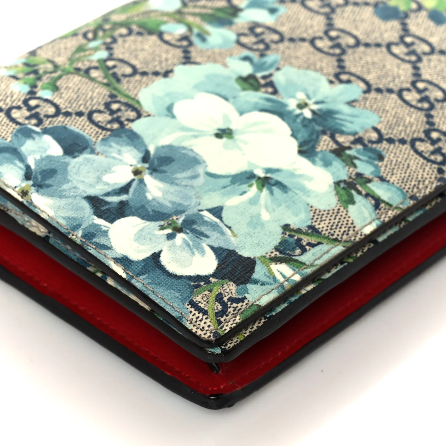 GG Supreme Monogram Blooms Chain Wallet Blue - Image 8