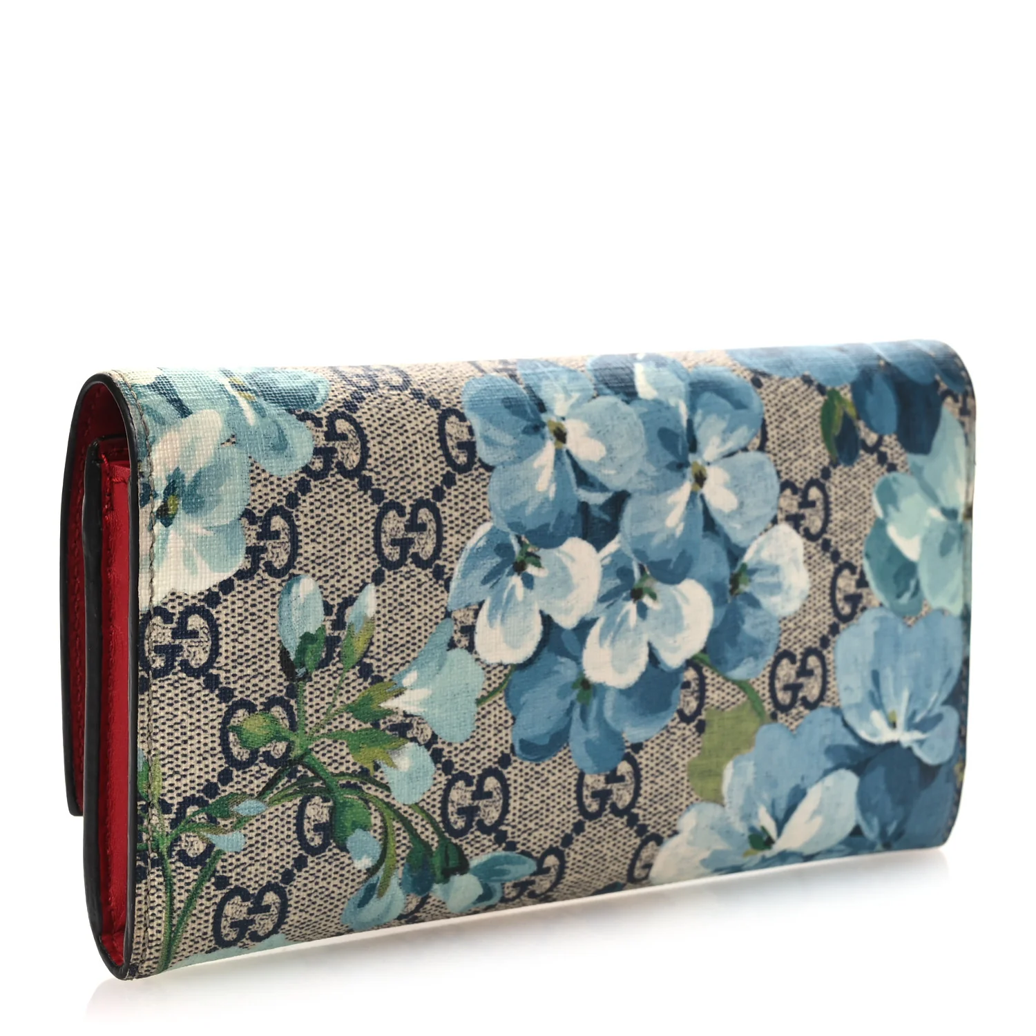 GG Supreme Monogram Blooms Continental Wallet Blue - Image 3