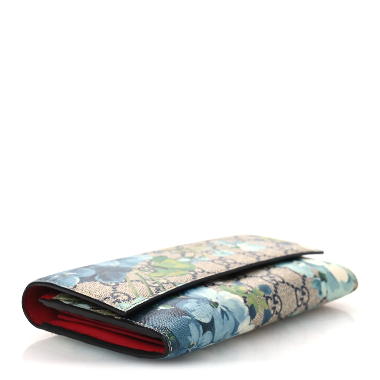 GG Supreme Monogram Blooms Continental Wallet Blue - Image 4