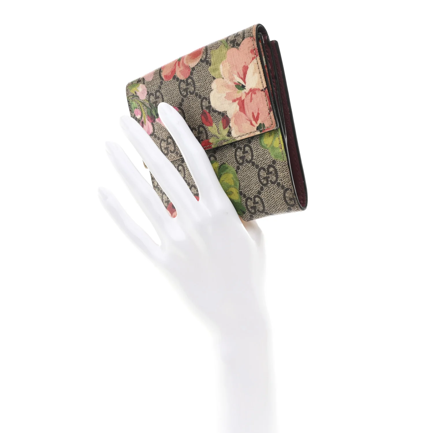 GG Supreme Monogram Blooms French Flap Wallet Beige Multicolor Dry Rose - Image 2